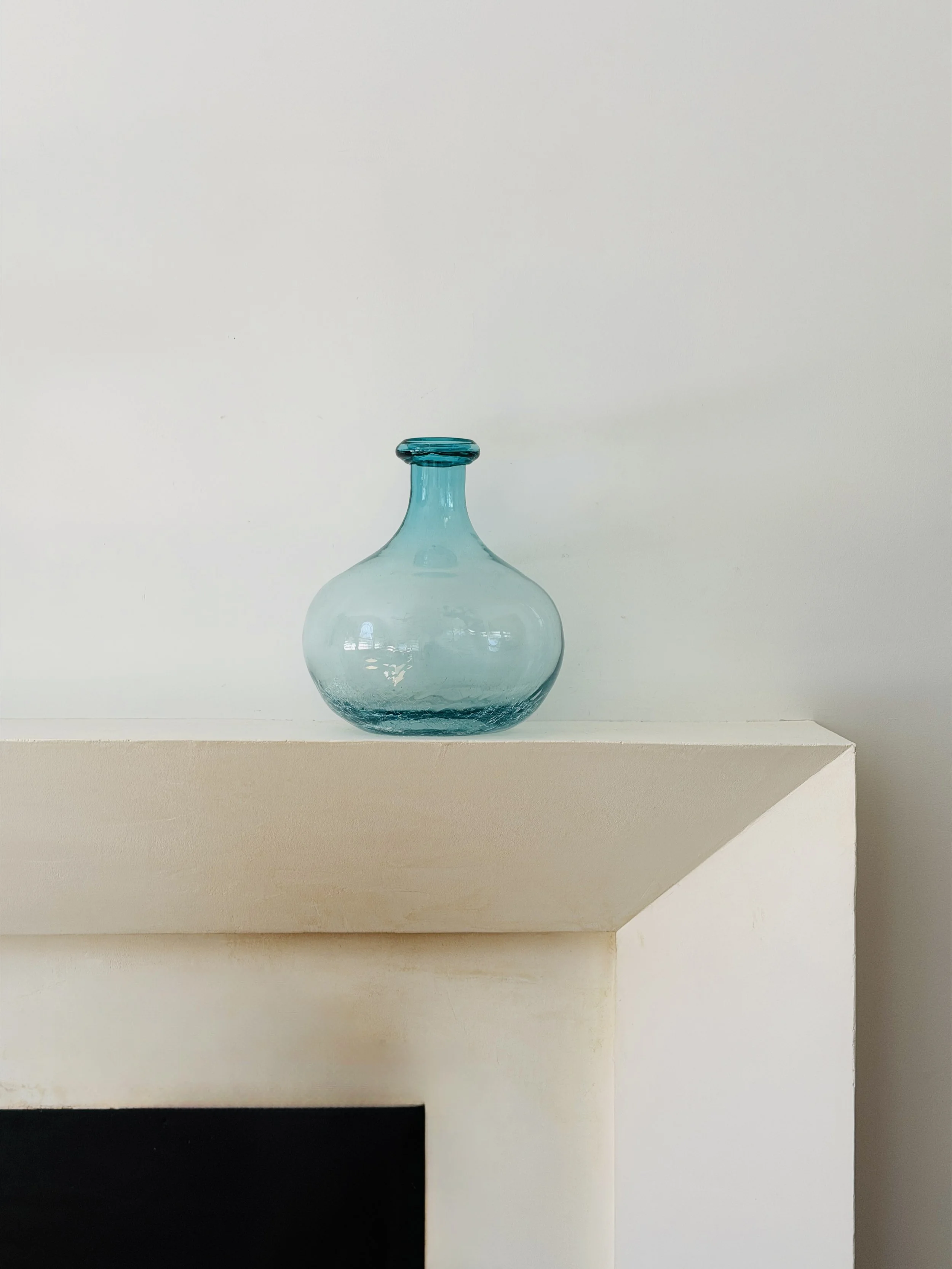 MATERI(A)NTIQUES LARGE AQUA TEARDROP CRACKLED BLOWN GLASS VASE.jpg