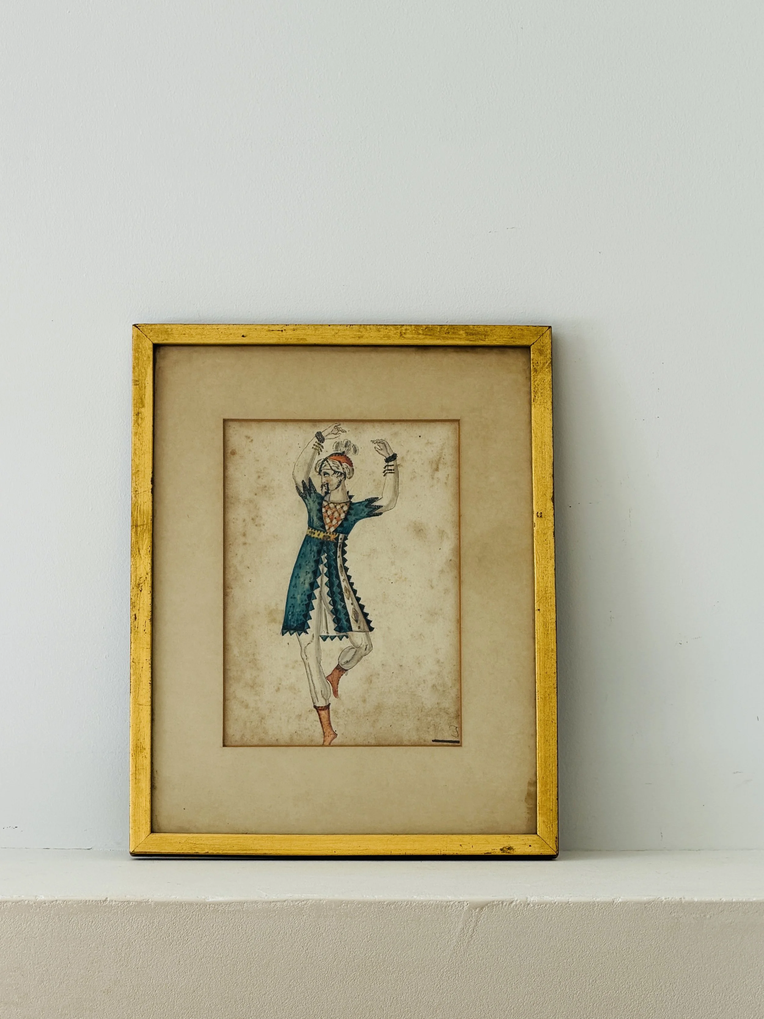 MATERI(A)NTIQUES SET OF 5 SMALL INDIAN PRINTS IN GOLD FRAMES.2.jpg