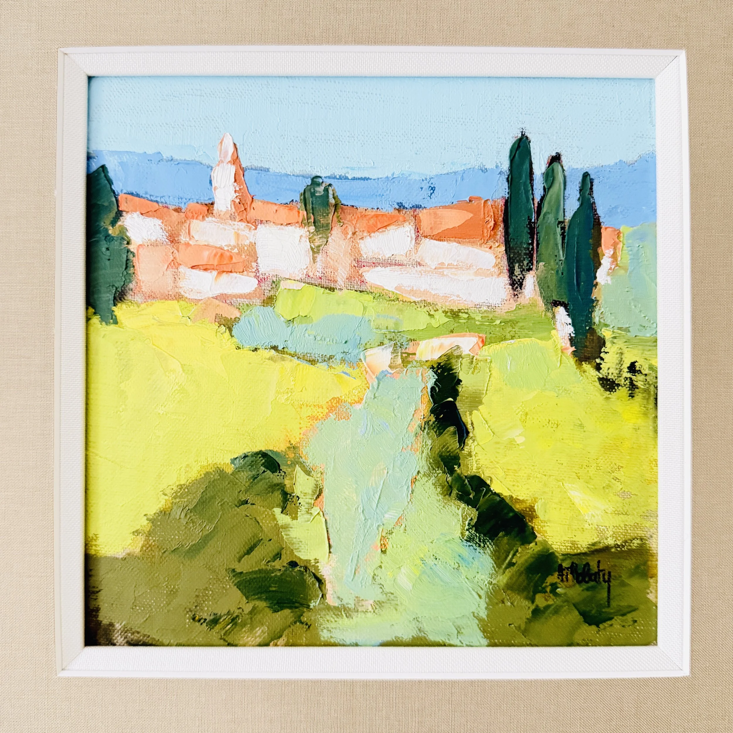 MATERI(A)NTIQUES SMALL FRENCH VILLAGE LANDSCAPE PAINTING 448-A(5).jpg