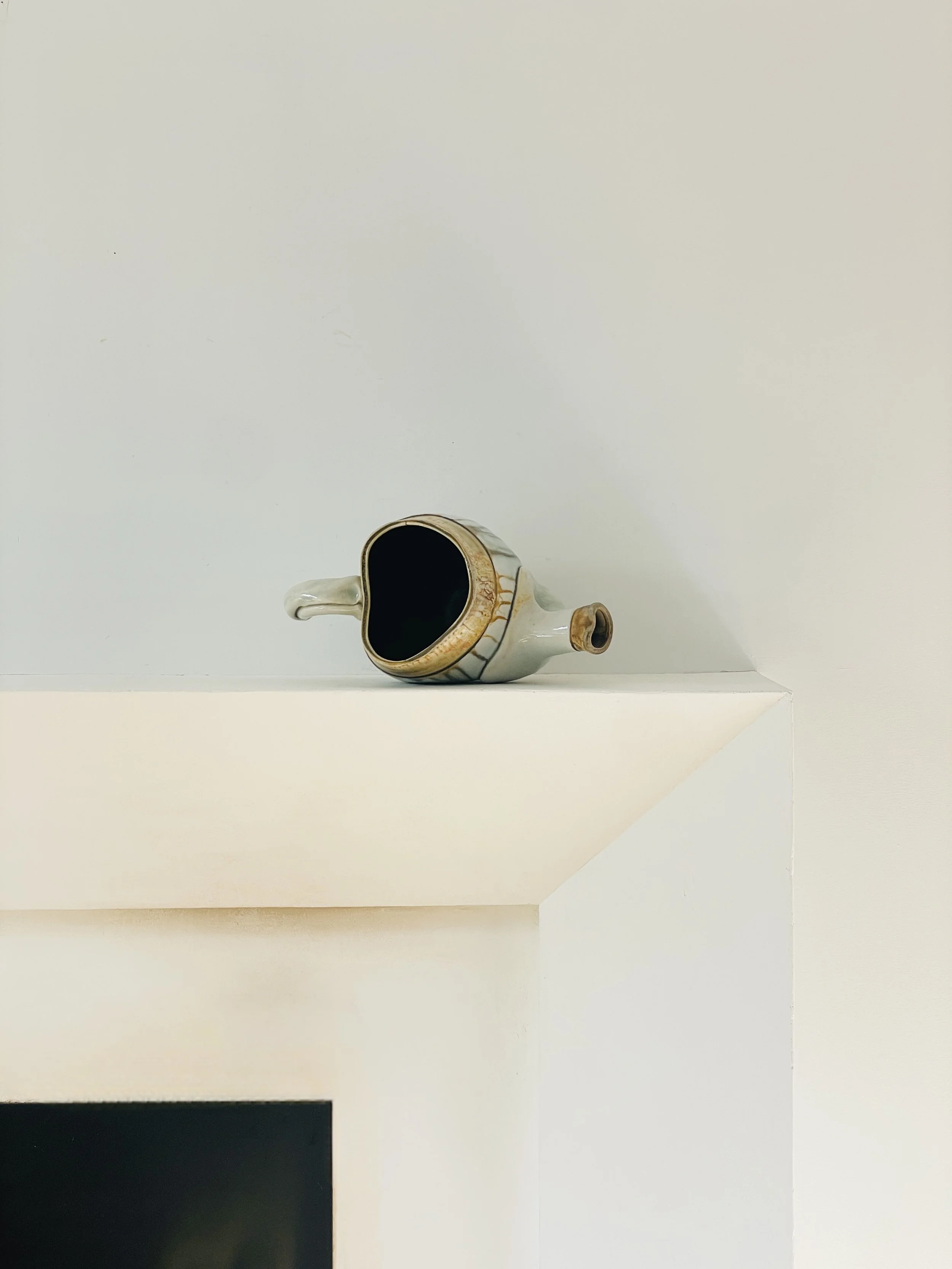 MATERI(A)NTIQUES LARGE IVORY, OCHRE AND GREEN STUDIO POTTERY PITCHER WITH IRREGULAR LIP(7).jpg