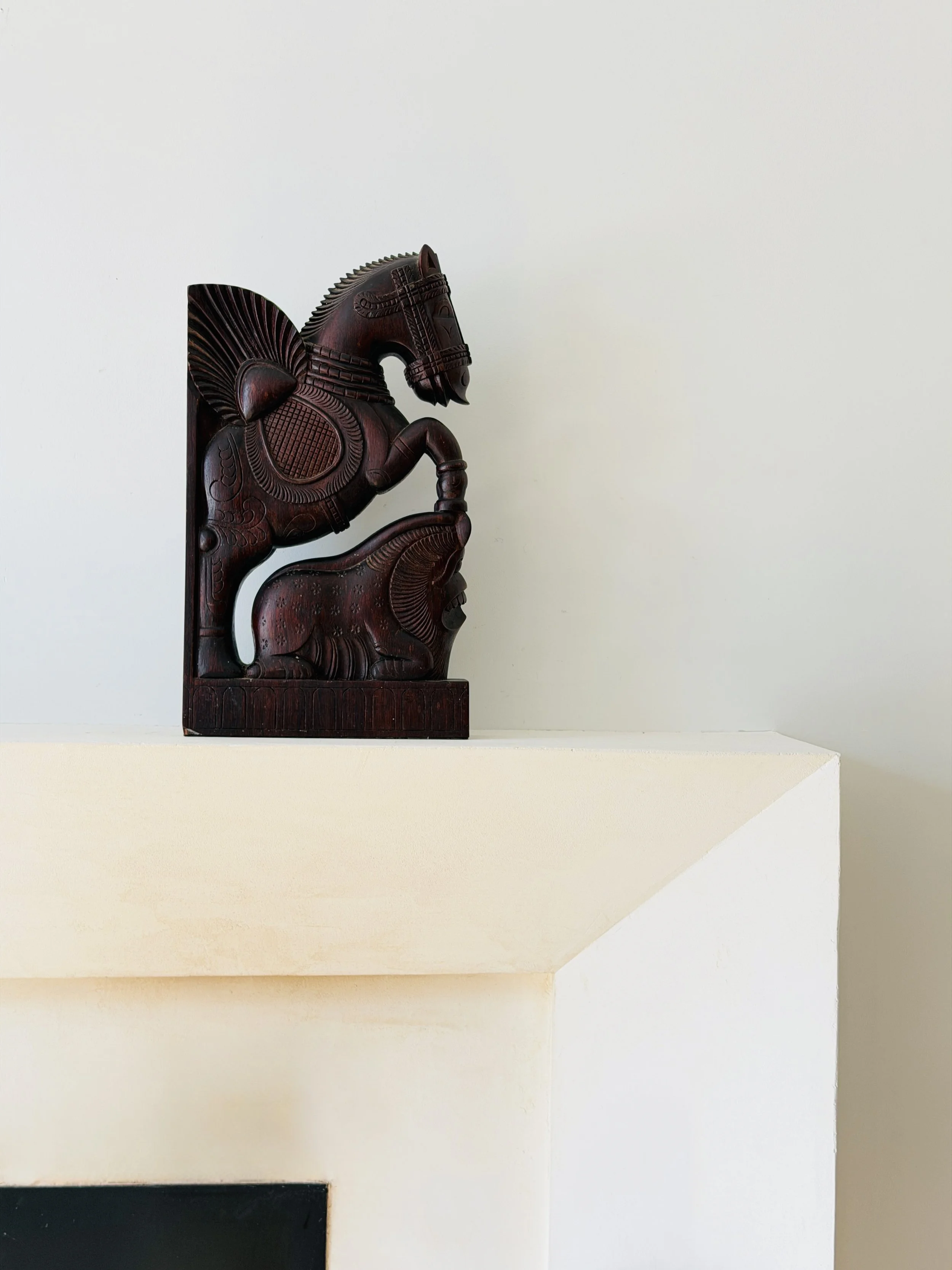 MATERI(A)NTIQUES LARGE PAKISTANI WOODEN CARVING OF A HORSE AND LION(4).jpg