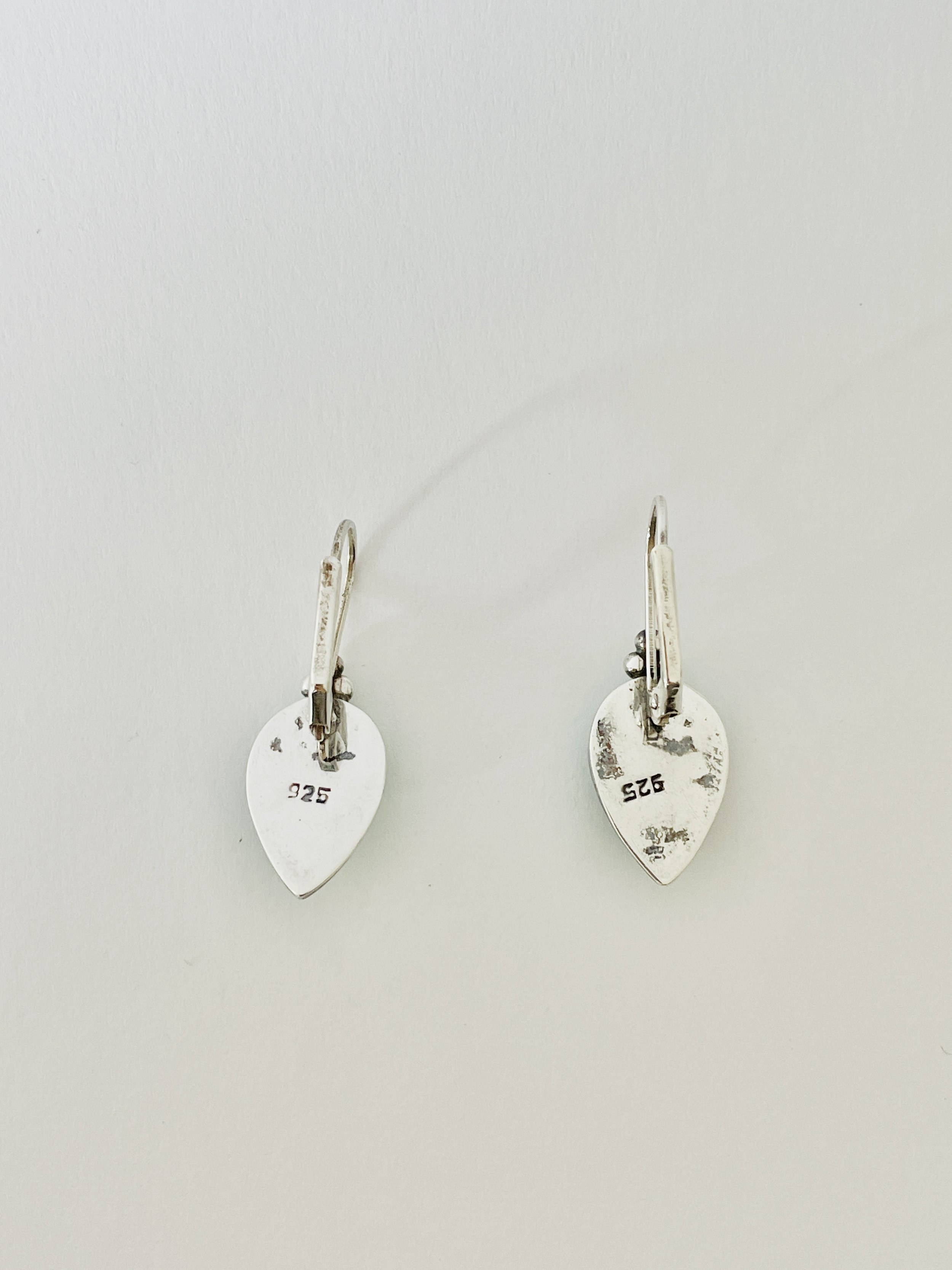 MATERI(A)NTIQUES STERLING AND MALACHITE TEARDROP EARRINGS.jpg