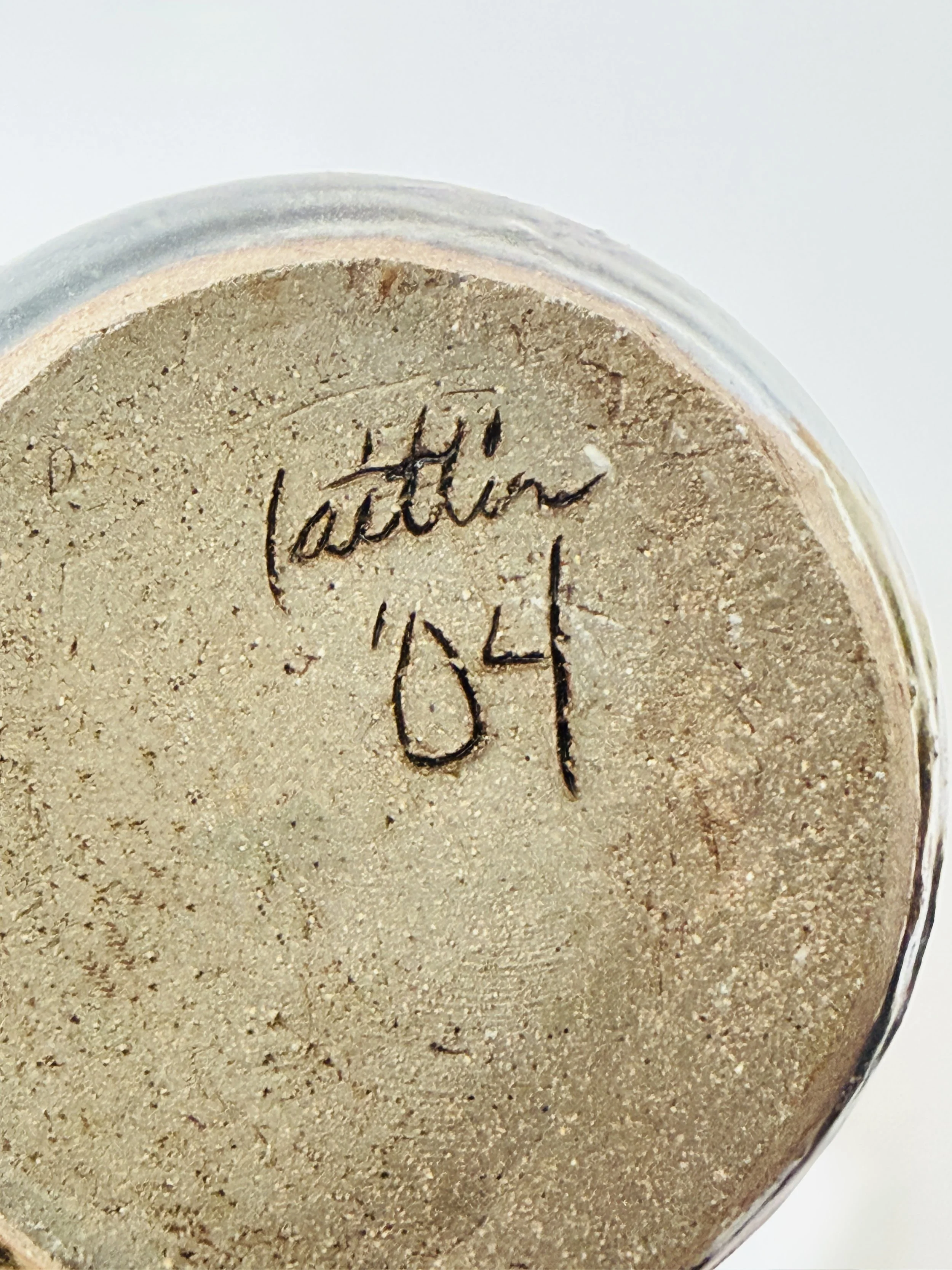 MATERI(A)NTIQUES LARGE DARK BLUE:GREEN GREY: BROWN STUDIO POTTERY TWISTED VASE(5).jpg