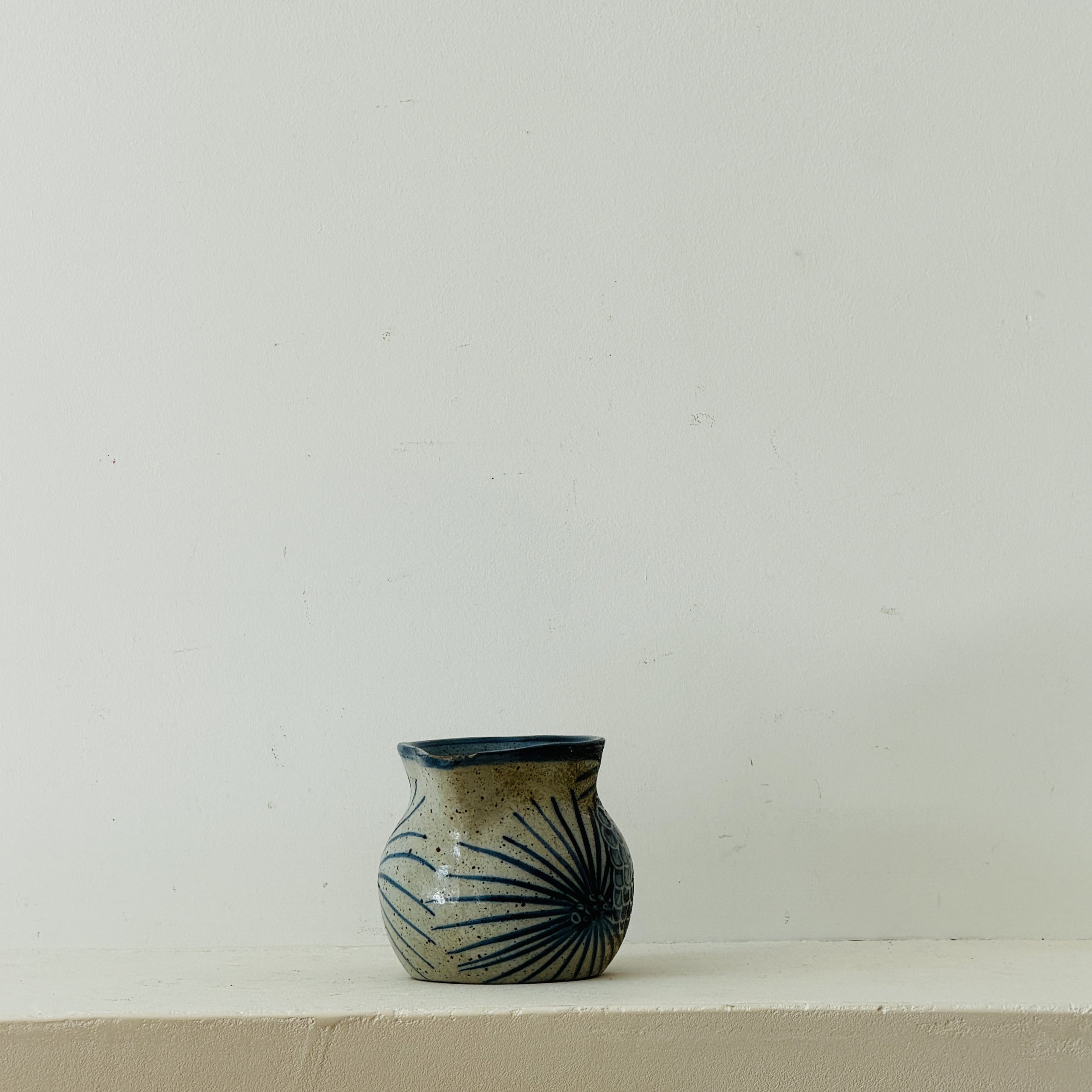 MATERI(A)NTIQUES SMALL INDIGO : STONEWEAR CERAMIC PITCHER.2.jpg