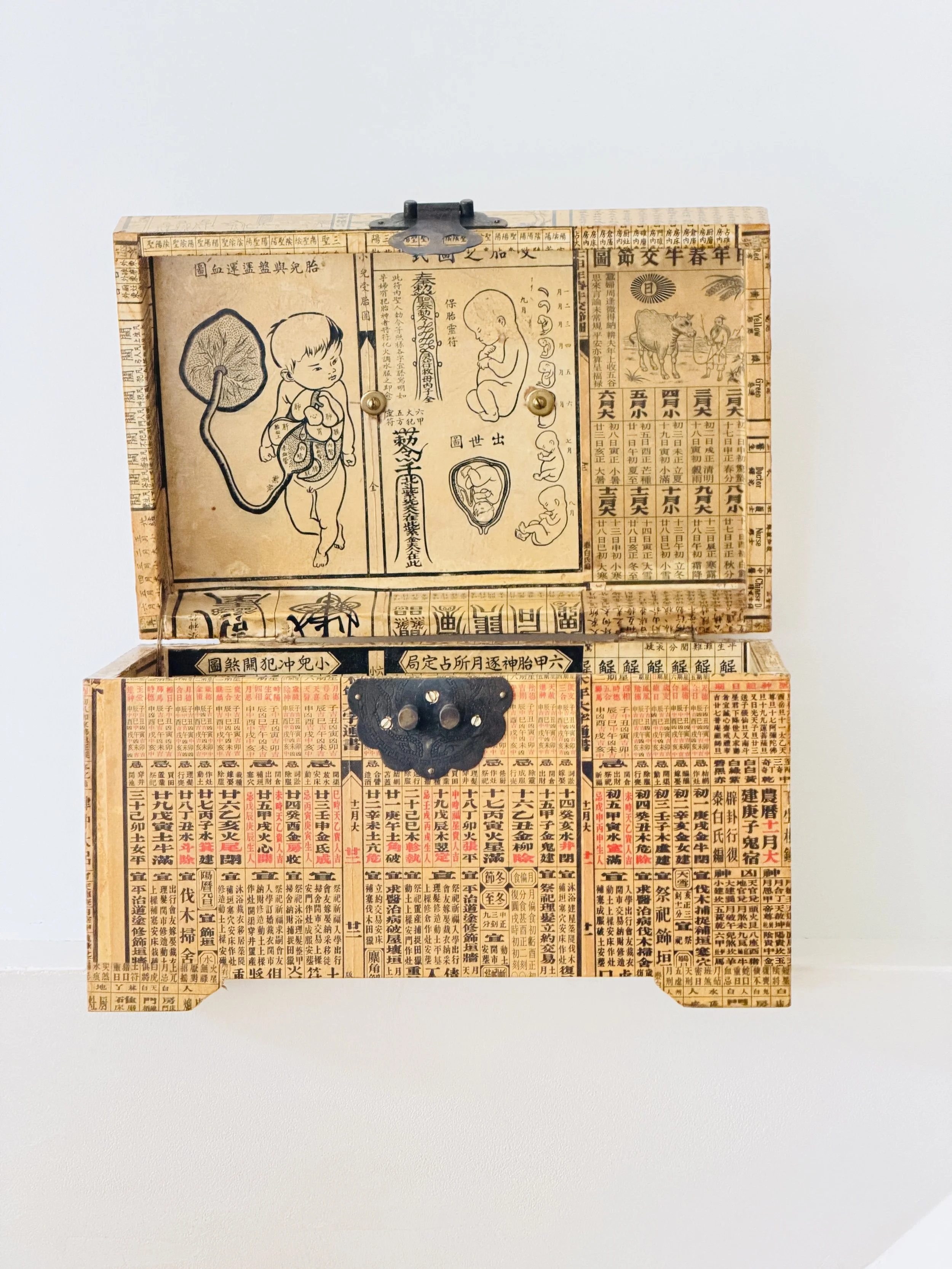 MATERI(A)NTIQUES LARGE DECOUPAGE WOODEN HINGED BOX WITH CHINESE NEWSPRINT 582-A(8).jpg