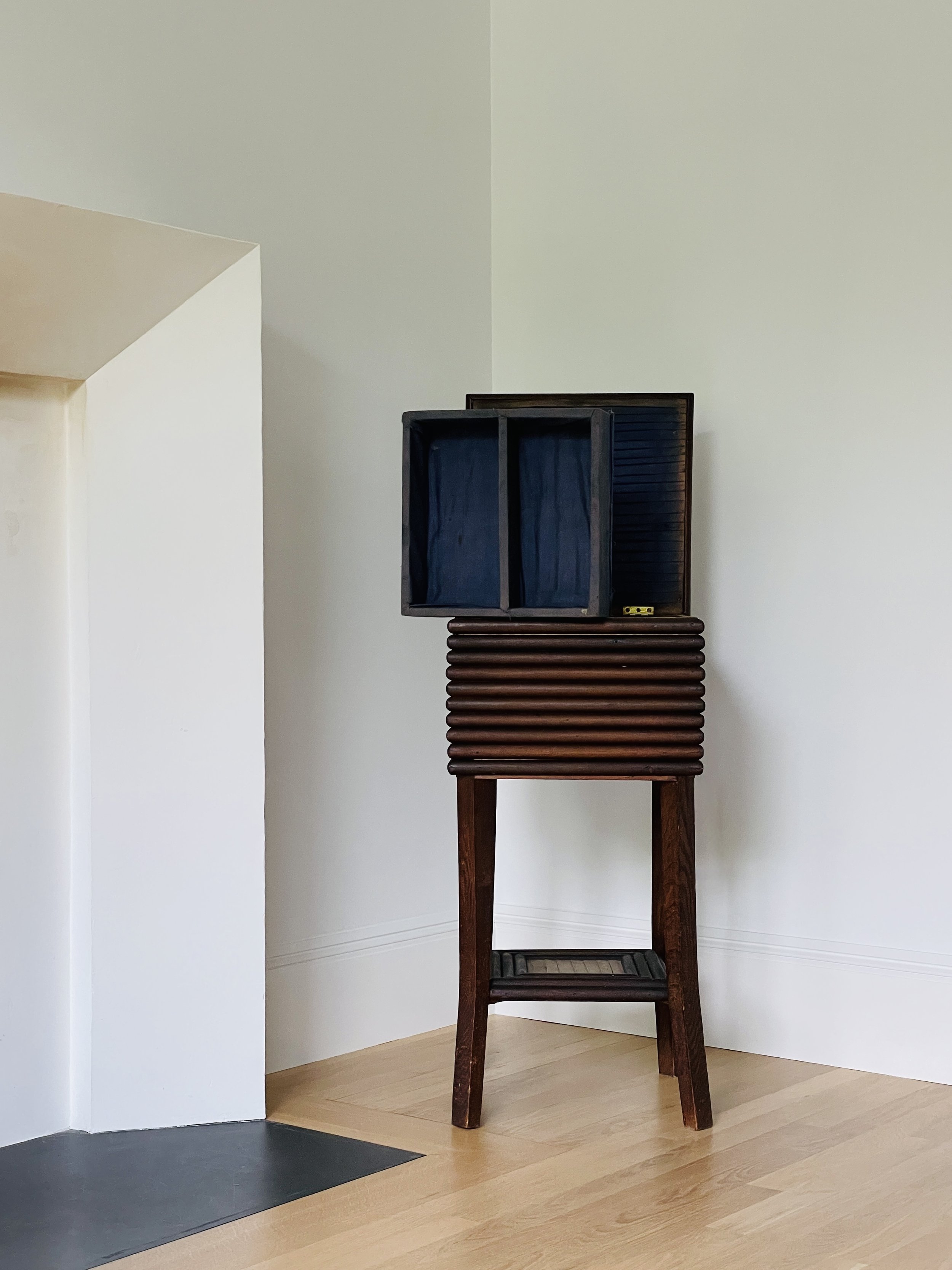 MATERI(A)NTIQUES TRAMP WOOD SIDE TABLE WITH INTERIOR TRAY(3).jpg