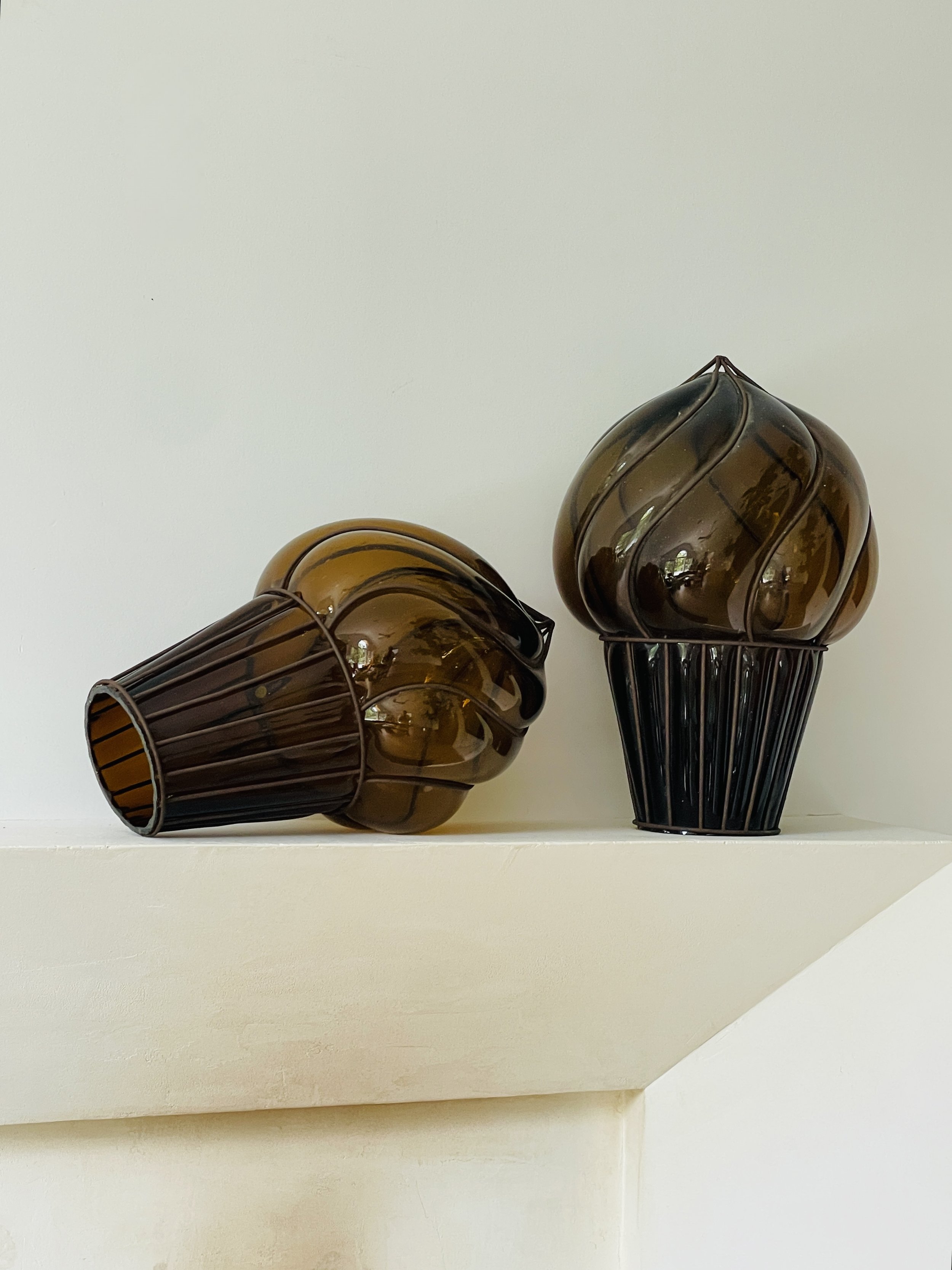 MATERI(A)NTIQUES SET OF 2 BLOWN GLASS AND METAL GLOBES(4).jpg