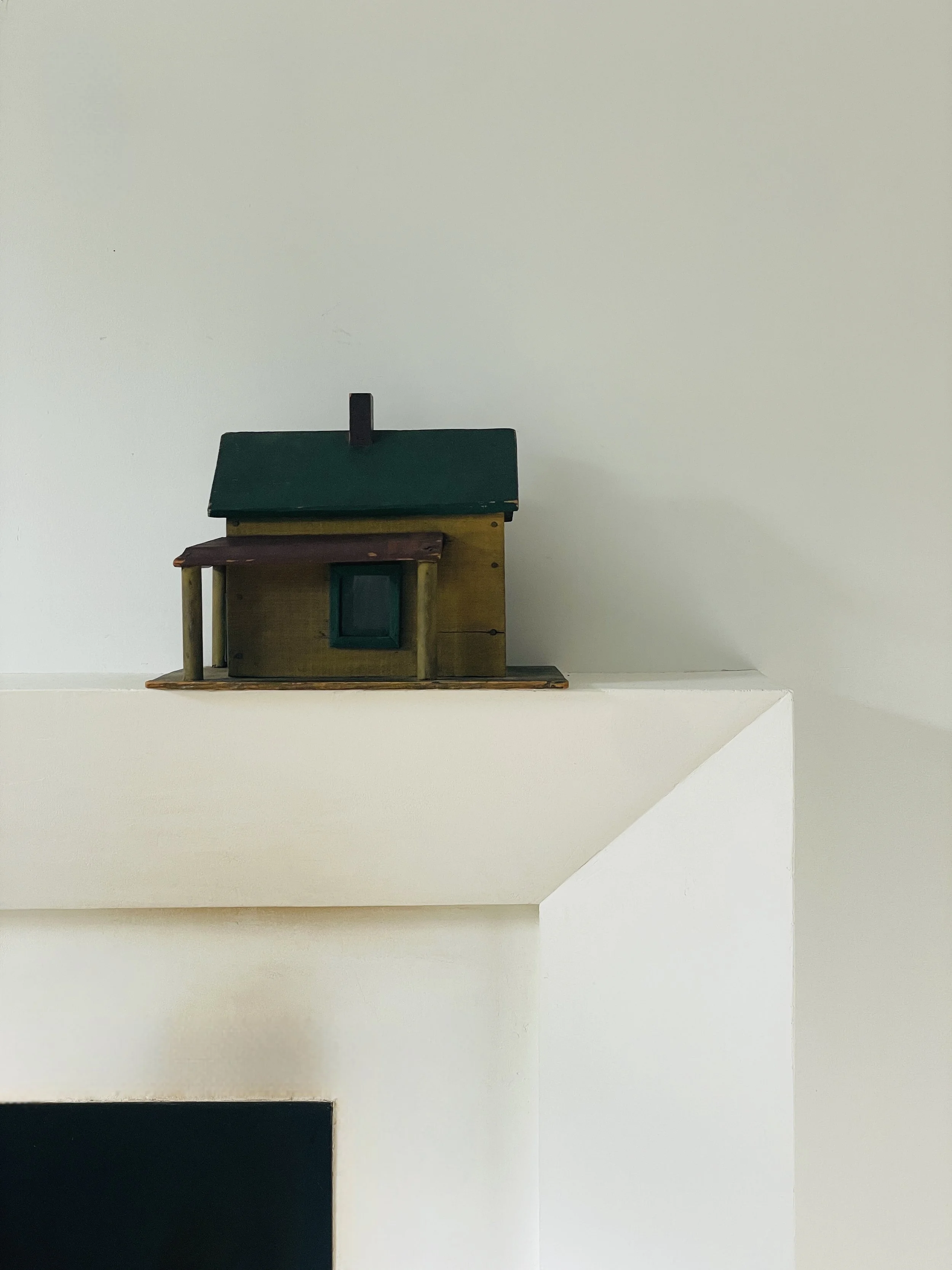 MATERI(A)NTIQUES MEDIUM GREEN, BURGUNDY AND OCHRE BIRD HOUSE.jpg