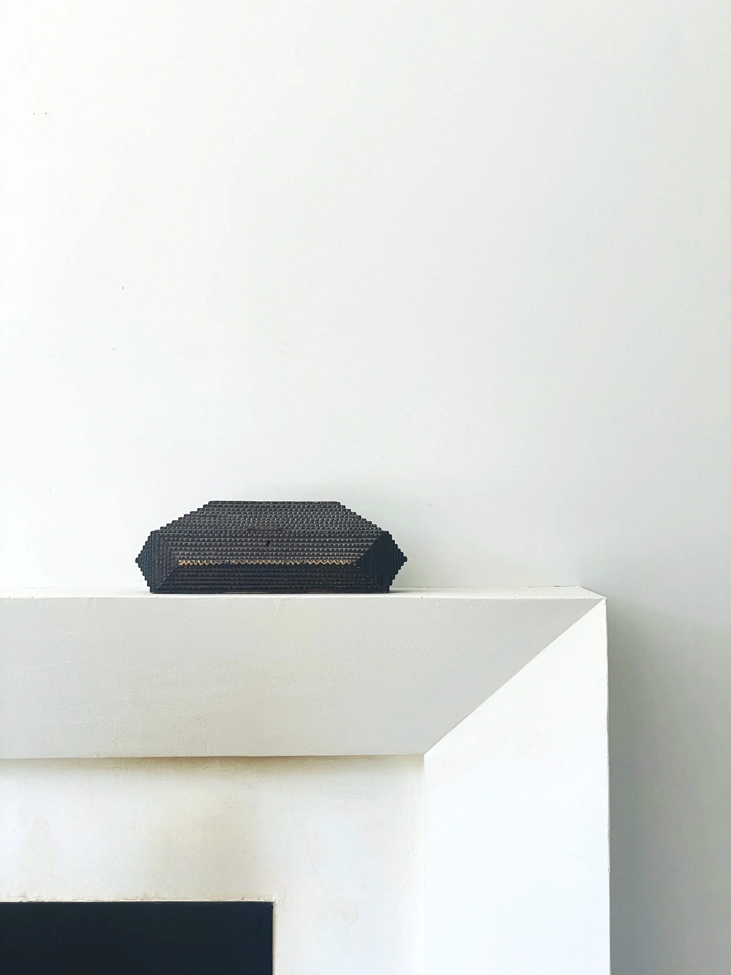 MATERI(A)NTIQUES MULTI ANGLED TRAMP ART WOODEN CURIO BOX