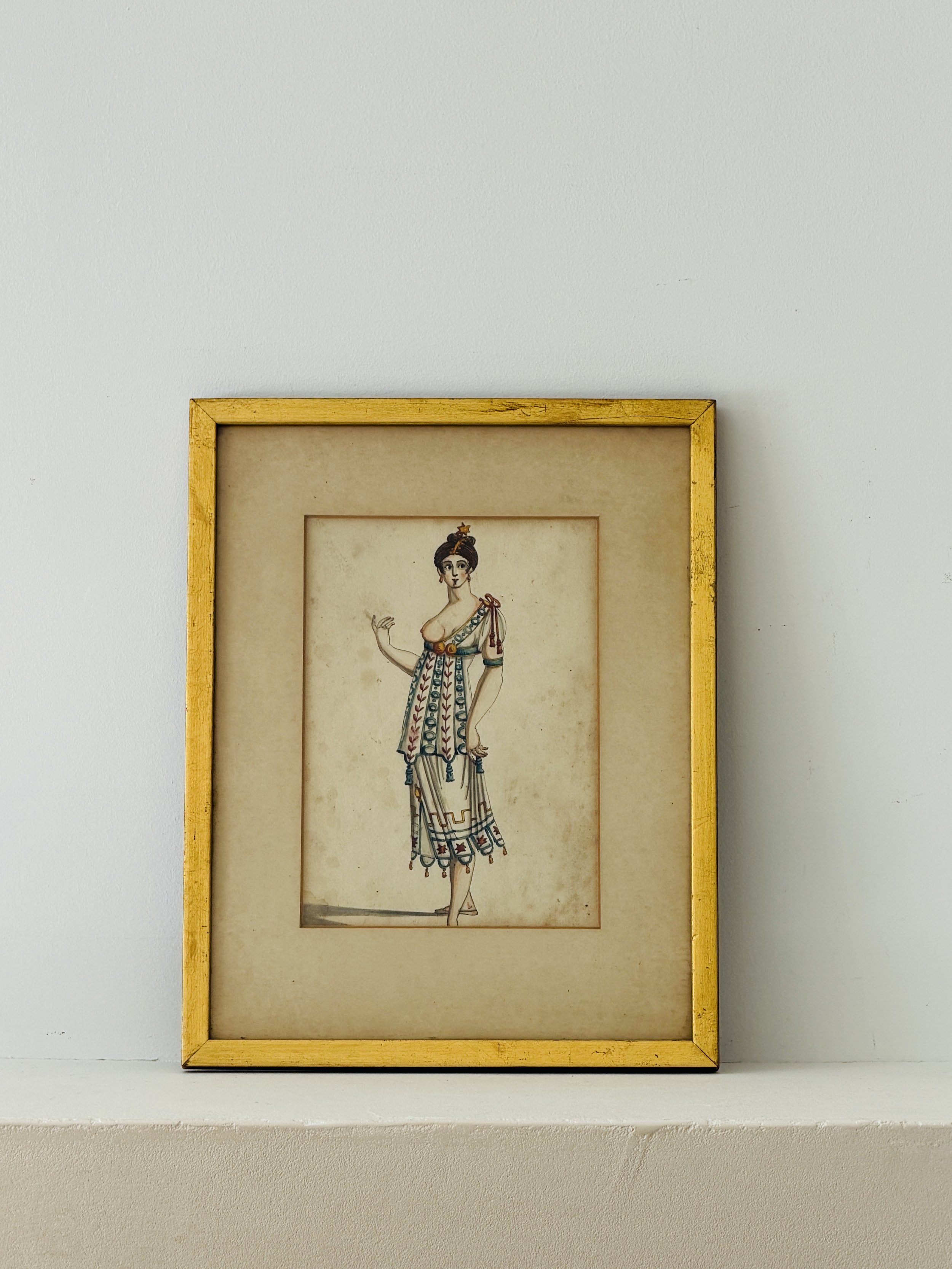 MATERI(A)NTIQUES SET OF 5 SMALL INDIAN PRINTS IN GOLD FRAMES.6.jpg