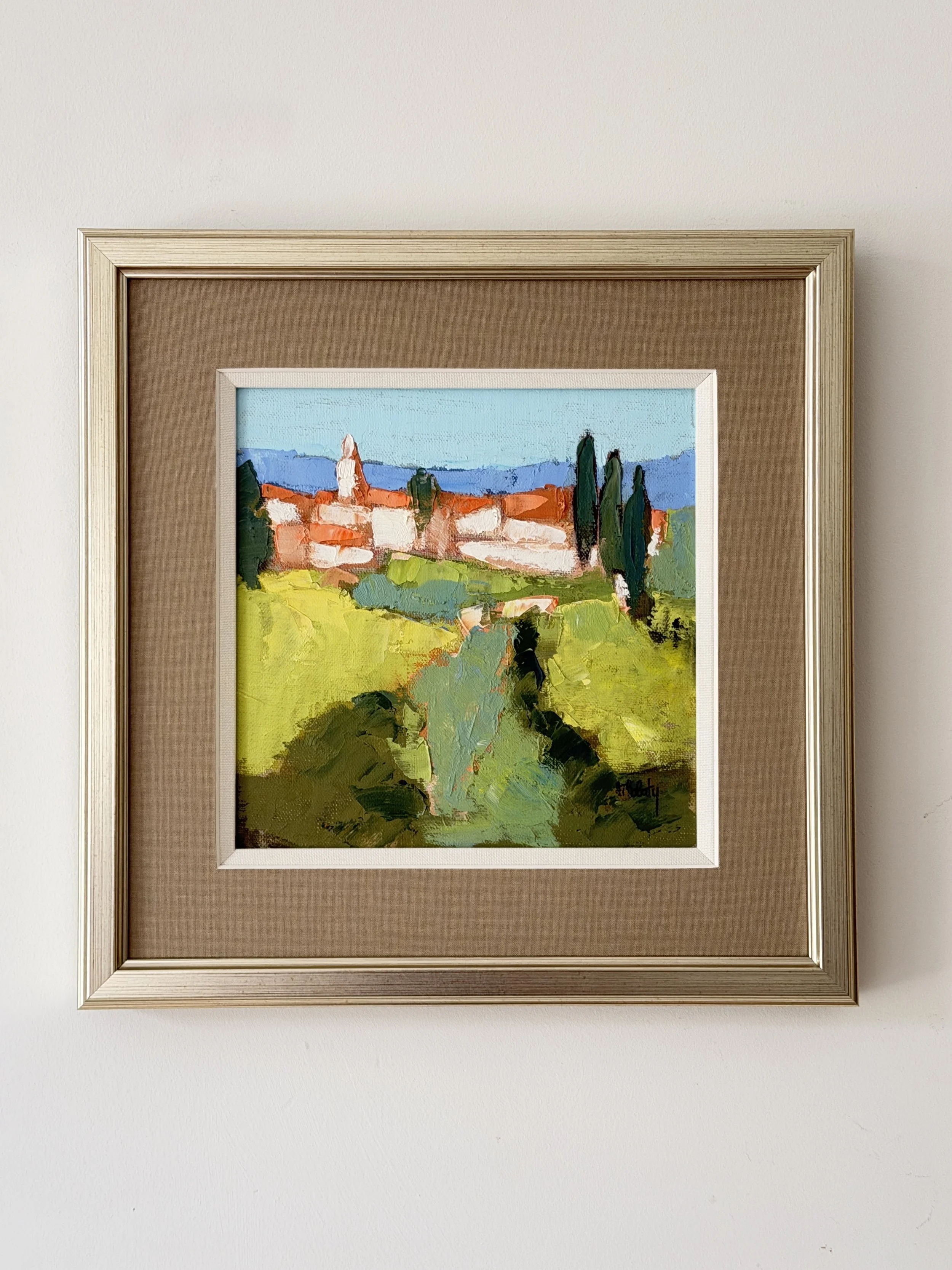 MATERI(A)NTIQUES SMALL FRENCH VILLAGE LANDSCAPE PAINTING 448-A(8).jpg