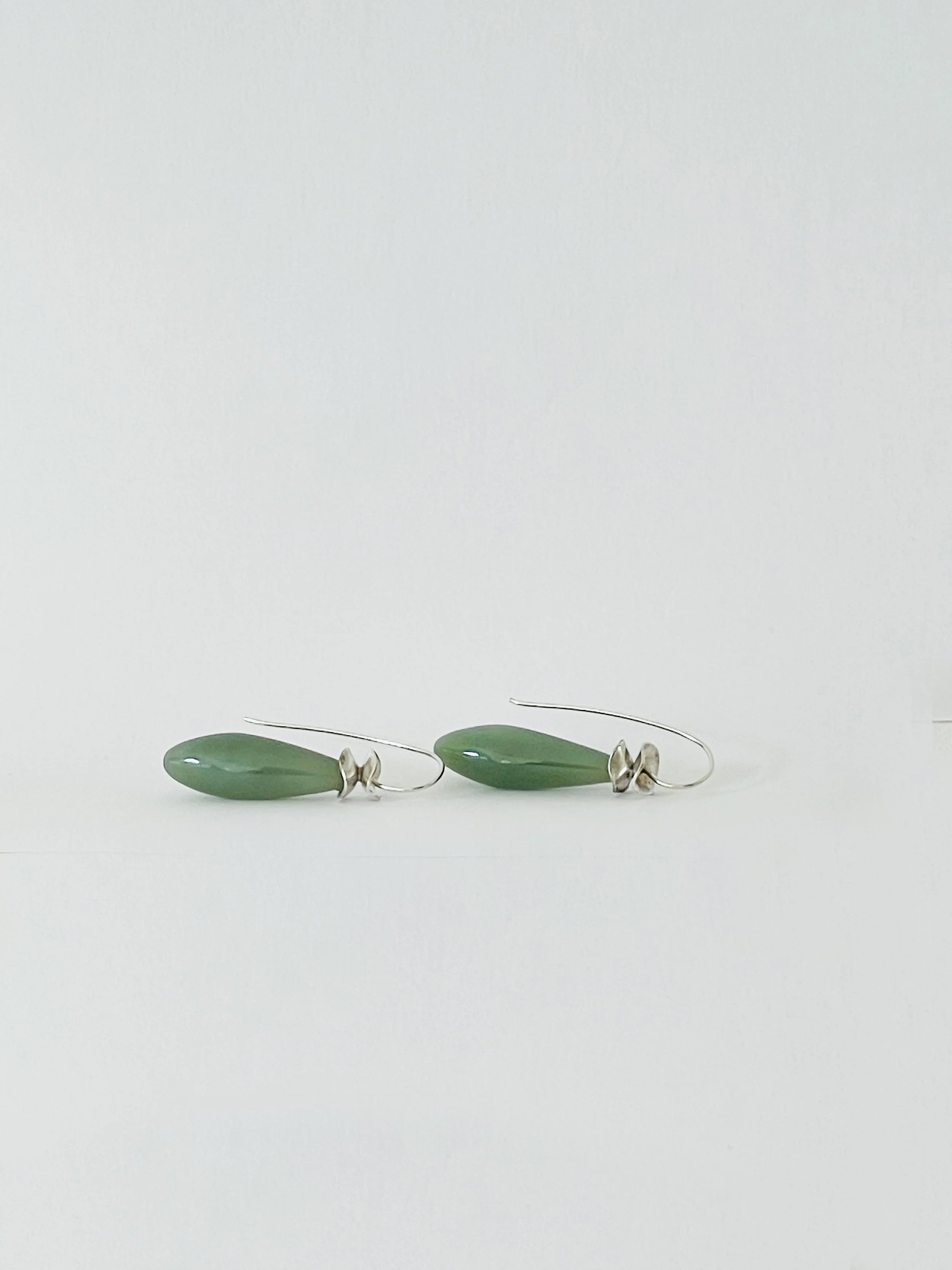 MATERI(A)NTIQUES SILVER AND JADE TEARDROP EARRINGS.jpg