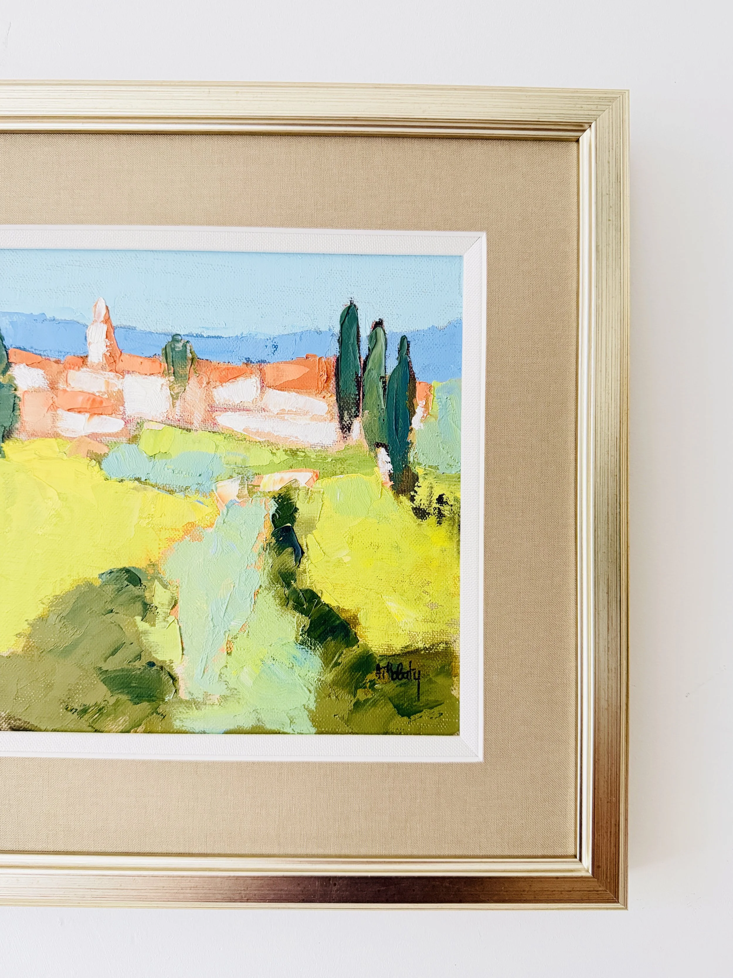 MATERI(A)NTIQUES SMALL FRENCH VILLAGE LANDSCAPE PAINTING 448-A(4).jpg