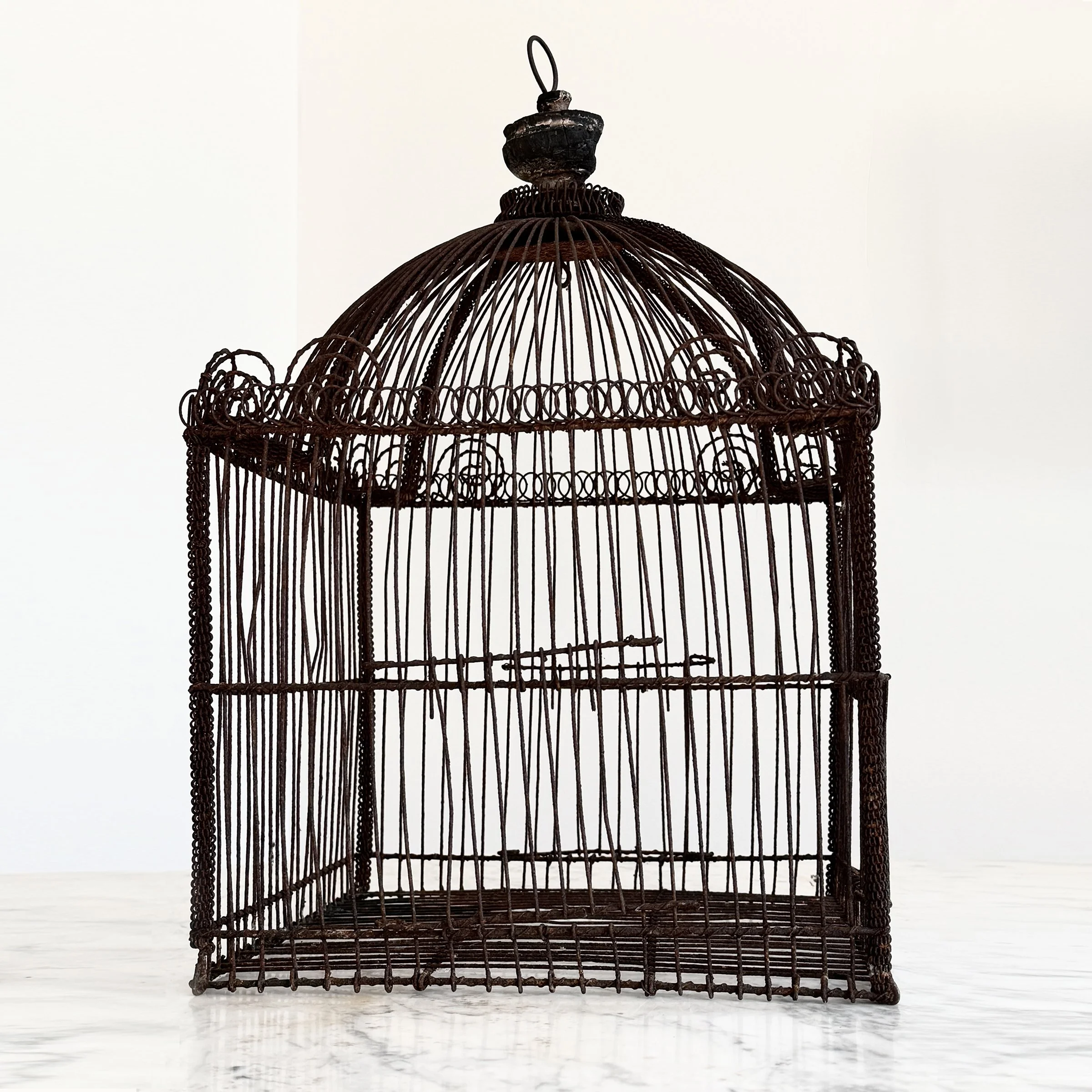 MATERI(A)NTIQUES LARGE WIREWORK BIRD CAGE WITH HANGING LOOP(2).jpg