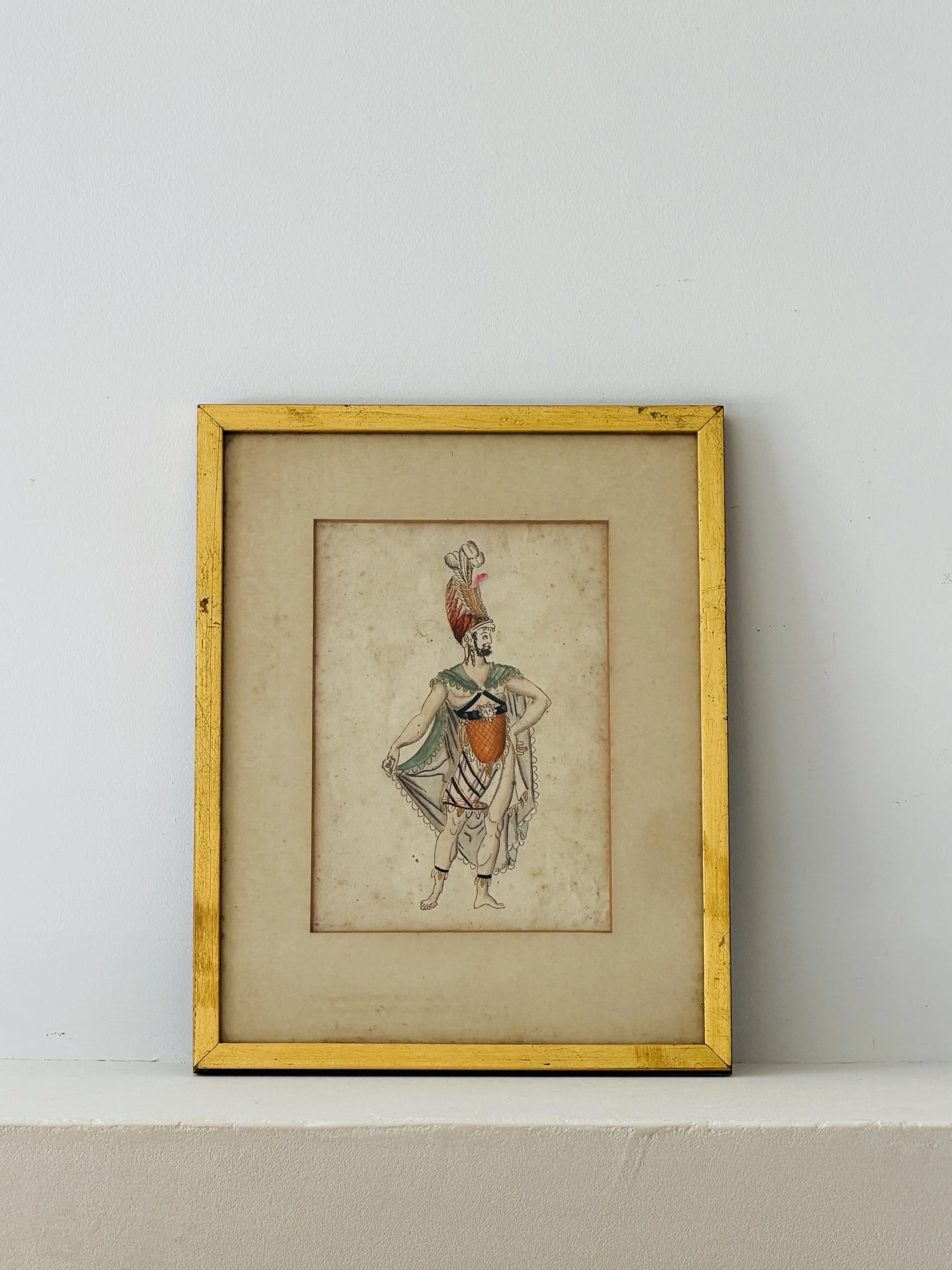 MATERI(A)NTIQUES SET OF 5 SMALL INDIAN PRINTS IN GOLD FRAMES.5.jpg