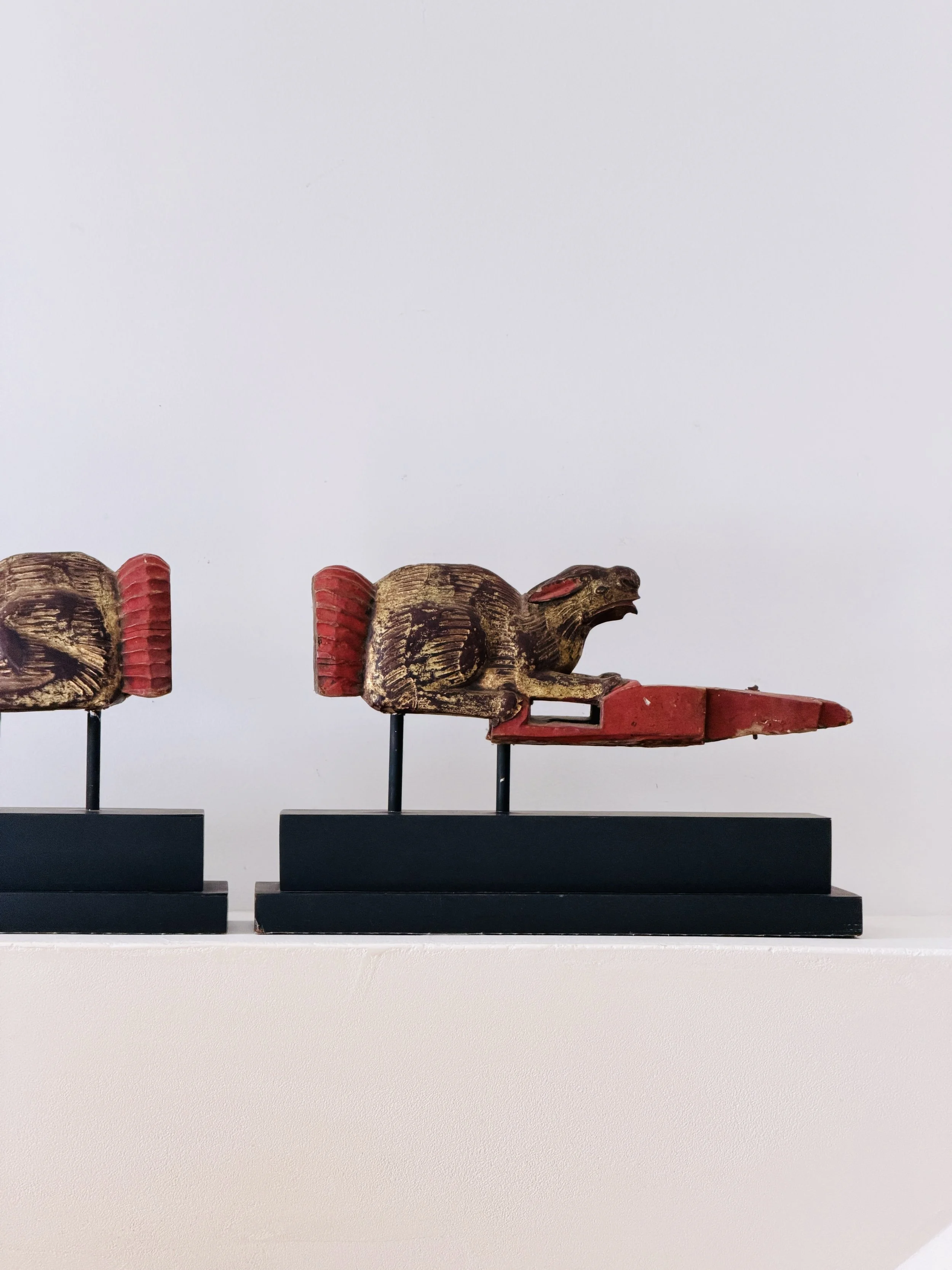 MATERI(A)NTIQUES PAIR OF BURMESE RED LACQUER AND GILT ARCHITECTURAL WOOD CARVINGS OF RUNNING RABBITS; LIKELY LATE 19TH, EALRY 20TH C.(3).jpg