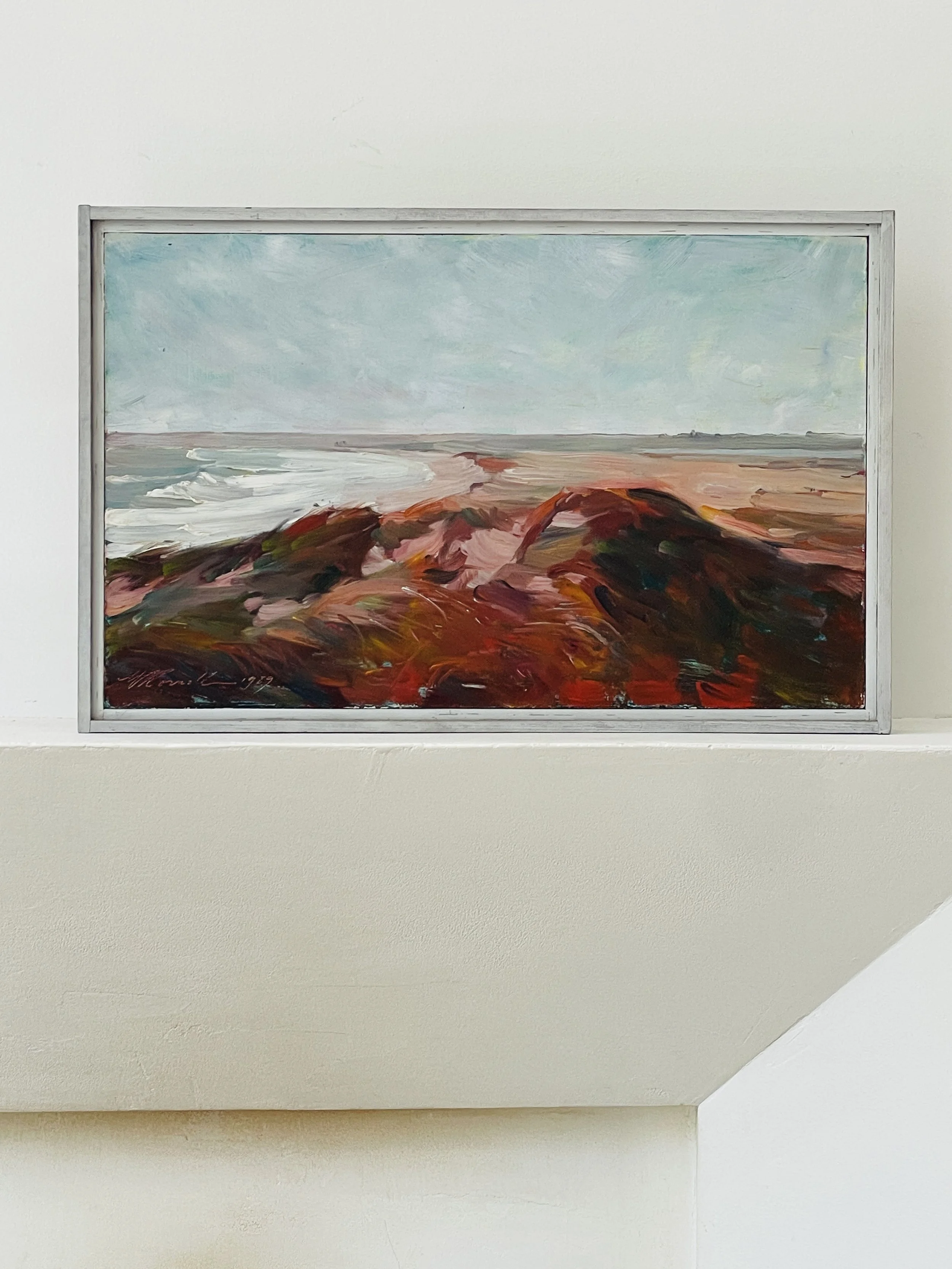 MATERI(A)NTIQUES PALE BLUE AND RUSSET DUNE : OCEAN LANDSCAPE PAINTING(3).jpg