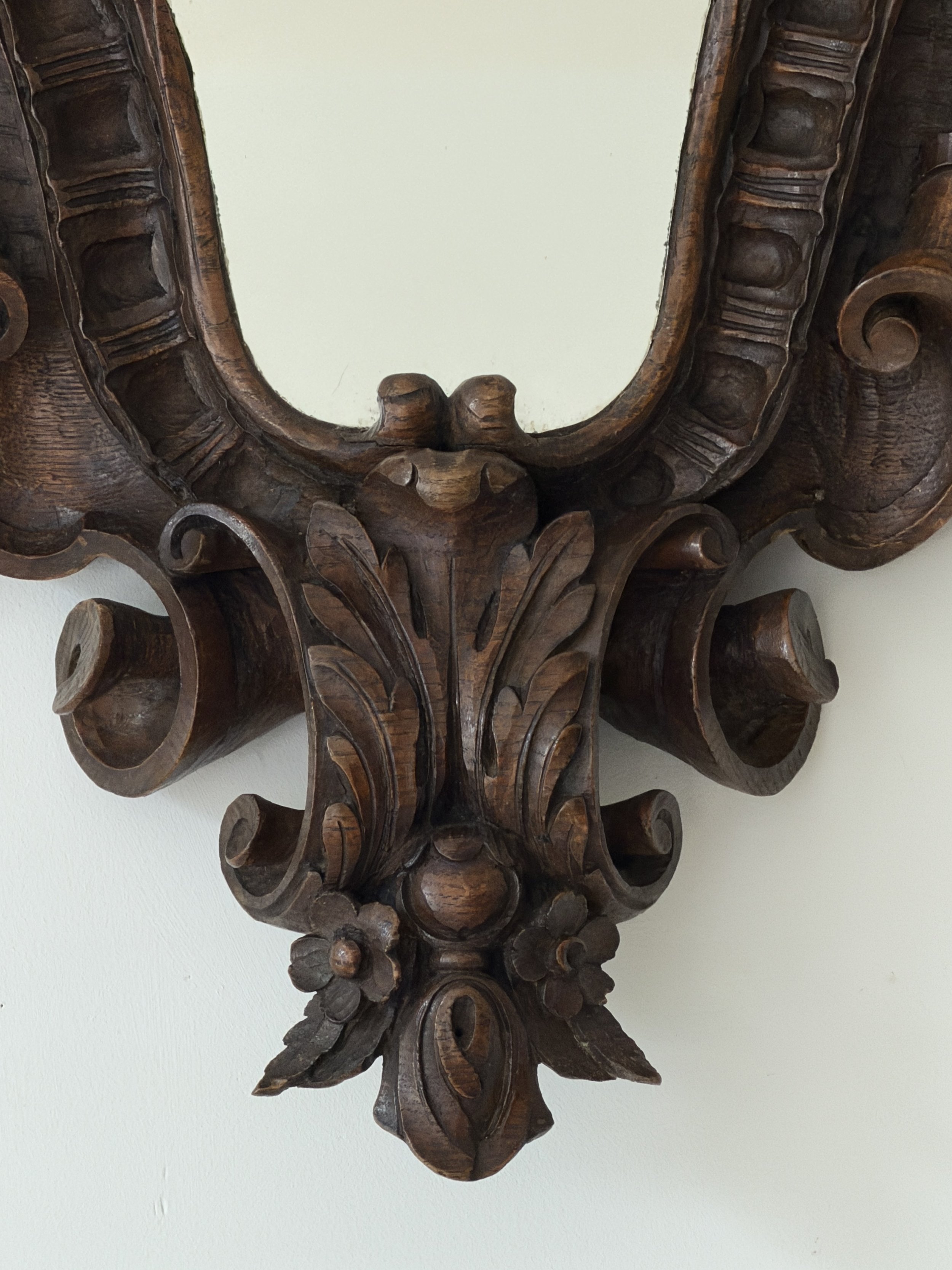 MATERI(A)NTIQUES MEDIUM CARVED WOODEN BAROQUE MIRROR WITH SCROLL, LEAF AND HANGING FRUIT MOTIF(4).jpg