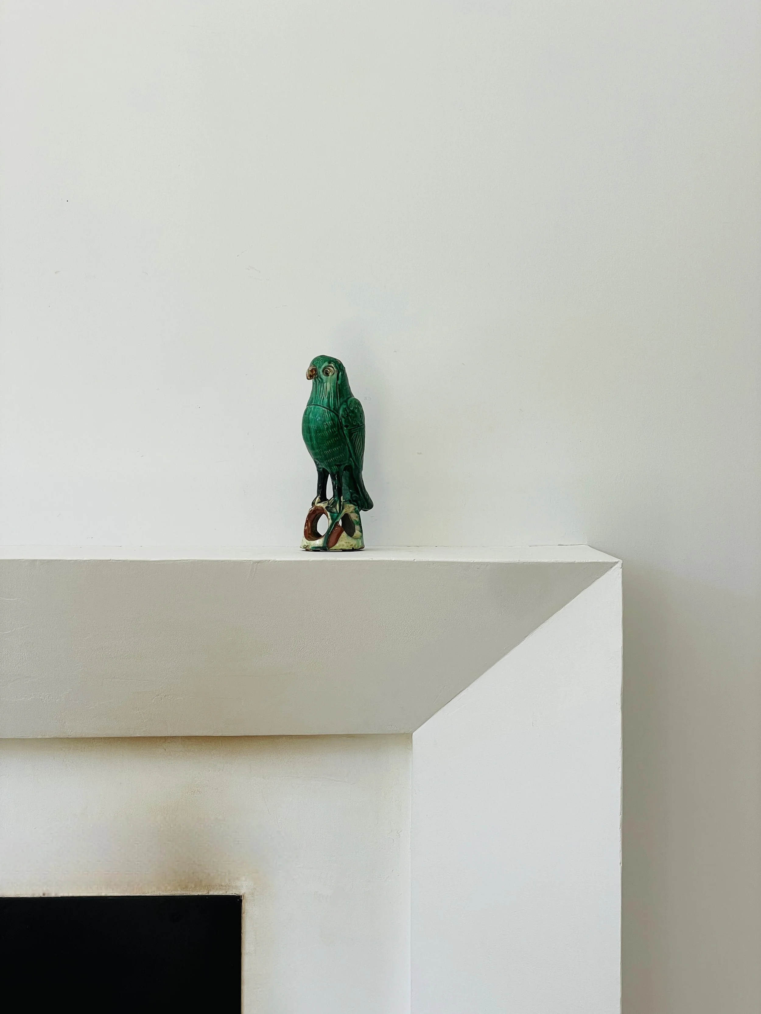 MATERI(A)NTIQUES SMALL CERAMIC EMERALD GREEN CHINESE PARROT STATUE.jpg