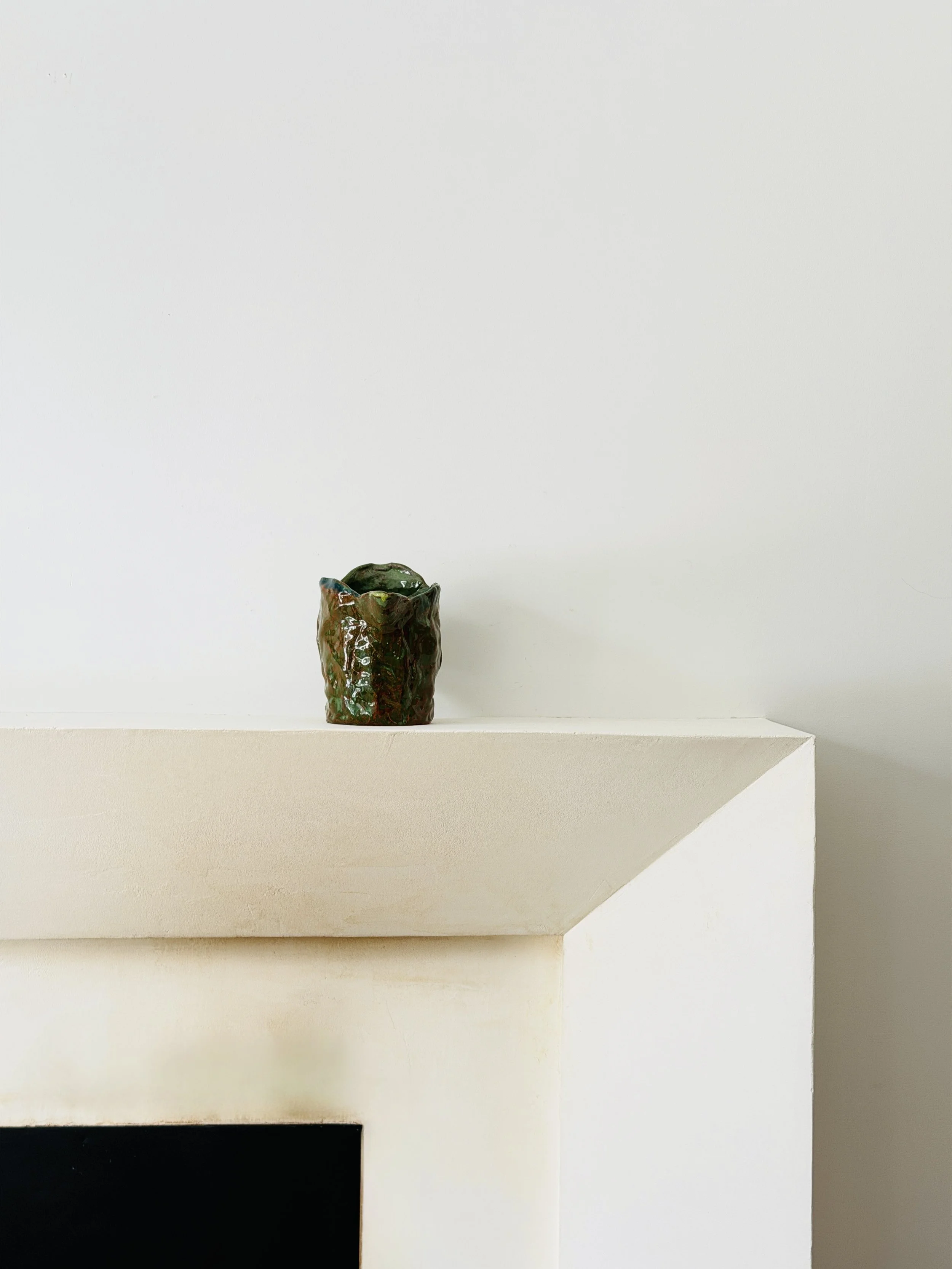 MATERI(A)NTIQUES MEDIUM DARK GREEN WITH RUST ACCENTS CABBAGE MOTIF STUDIO POTTERY PITCHER(4).jpg