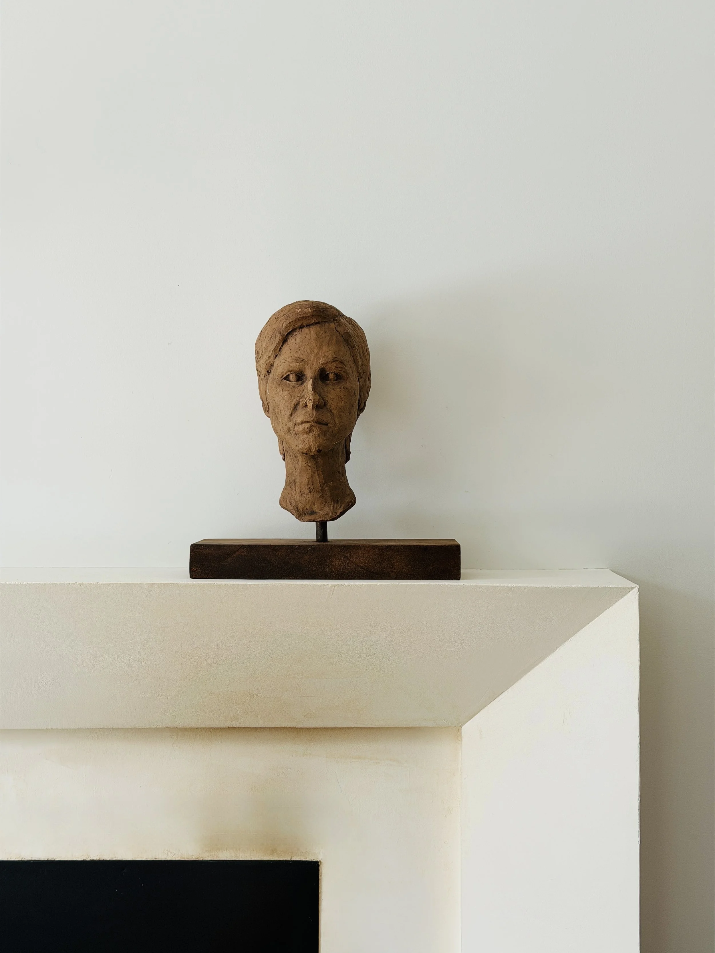 MATERI(A)NTIQUES RED CLAY FEMALE BUST ON WOODEN STAND.jpg