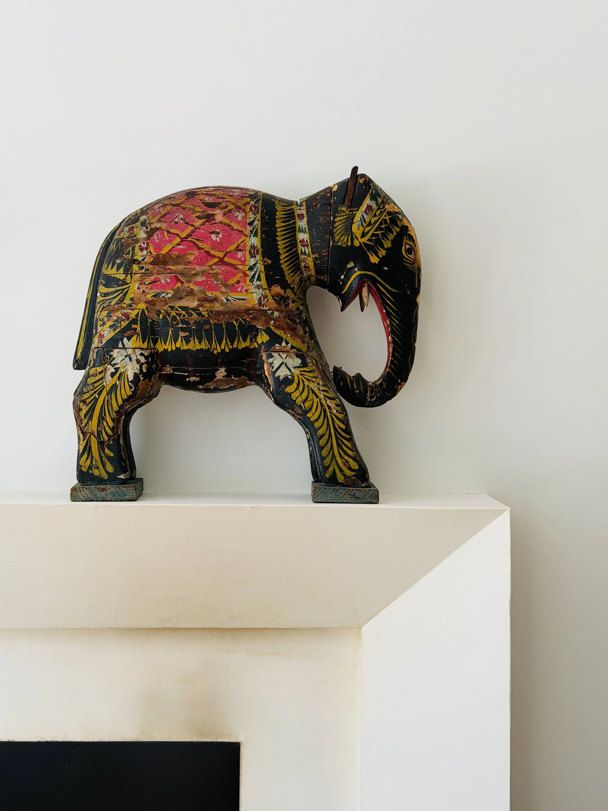 MATERI(A)NTIQUES LARGE PAINTED WOOD ELEPHANT.jpg