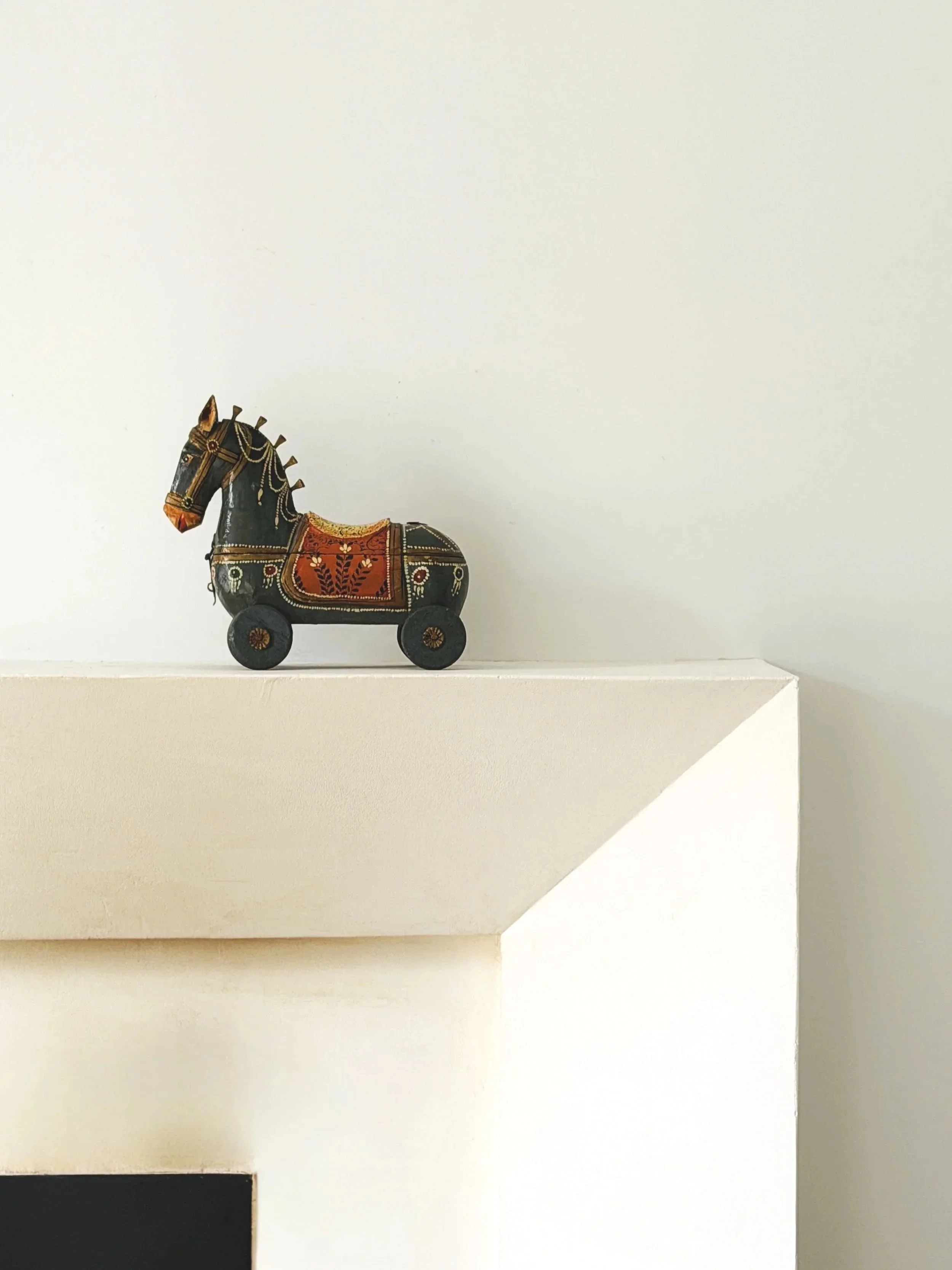 MATERI(A)NTIQUES PAINTED WOOD RAJASTHANI SPICE HORSE