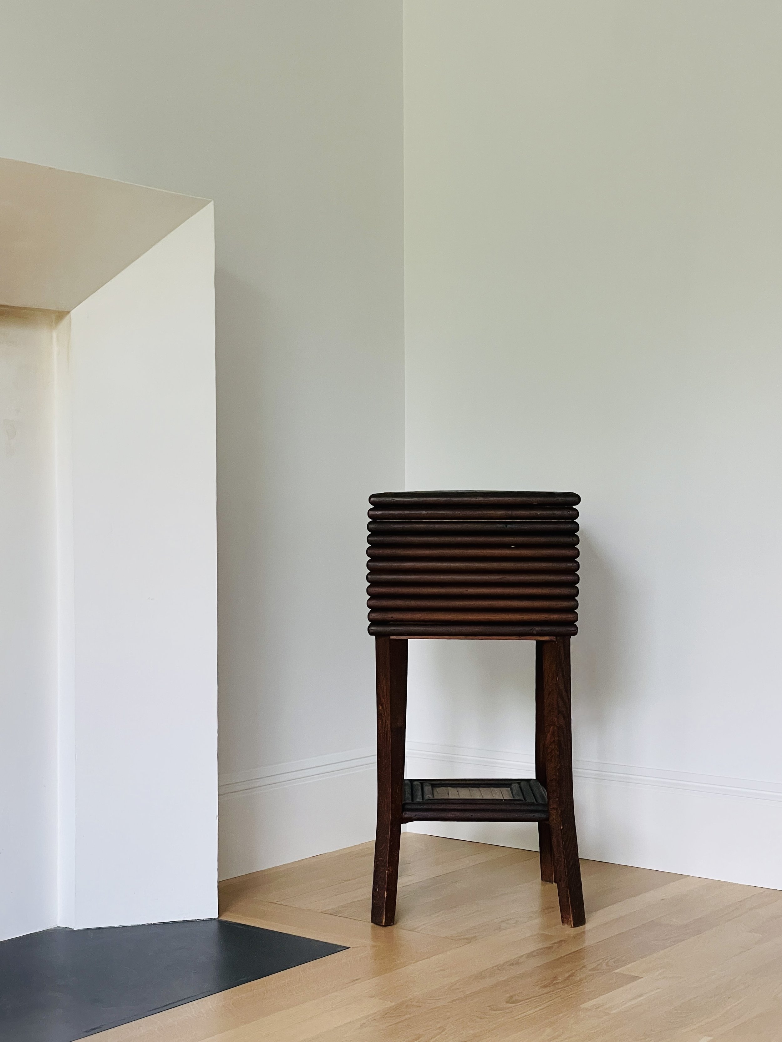 MATERI(A)NTIQUES TRAMP WOOD SIDE TABLE WITH INTERIOR TRAY.jpg