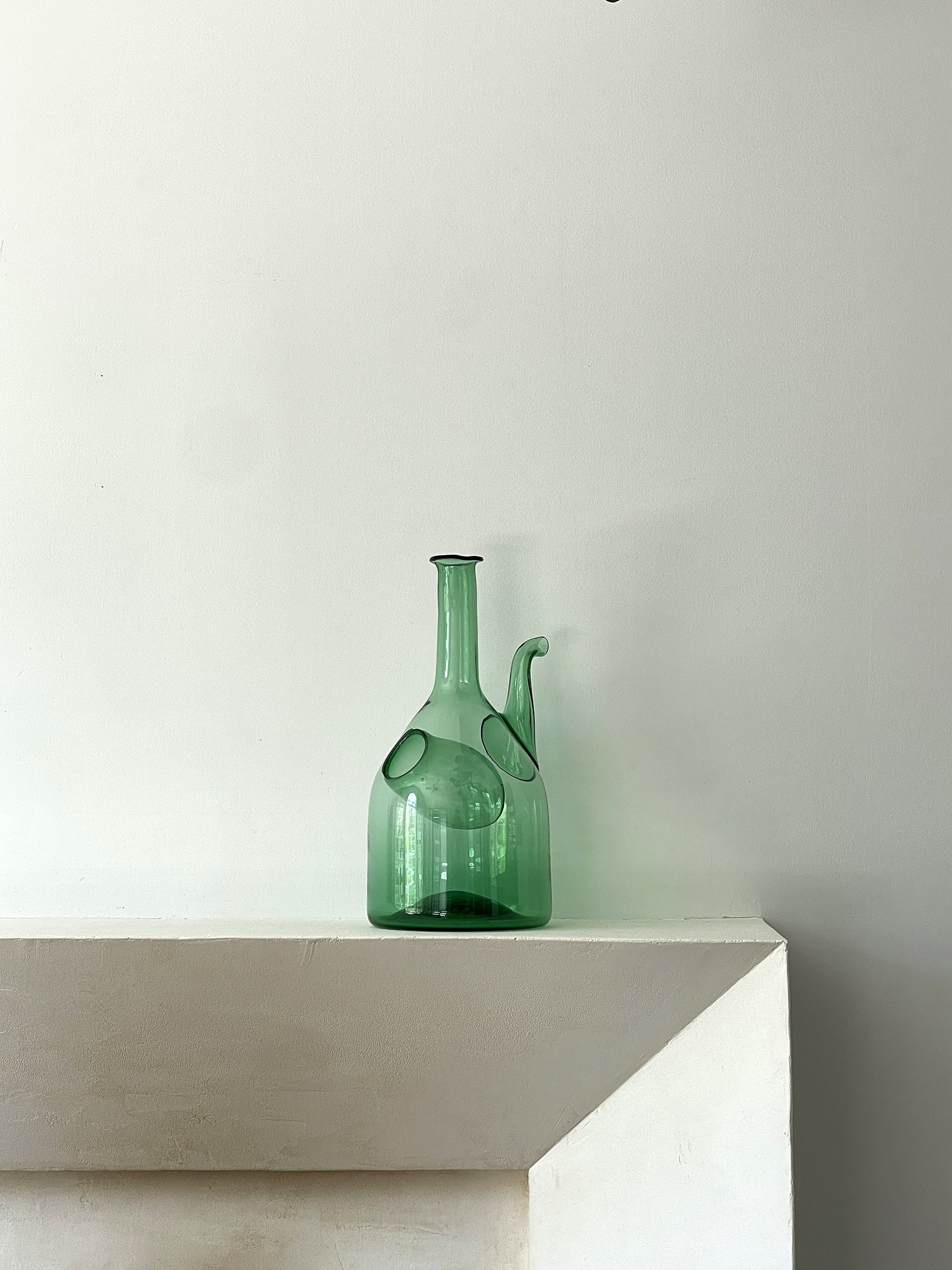MATERI(A)NTIQUES LARGE GREEN GLASS PITCHER.jpg