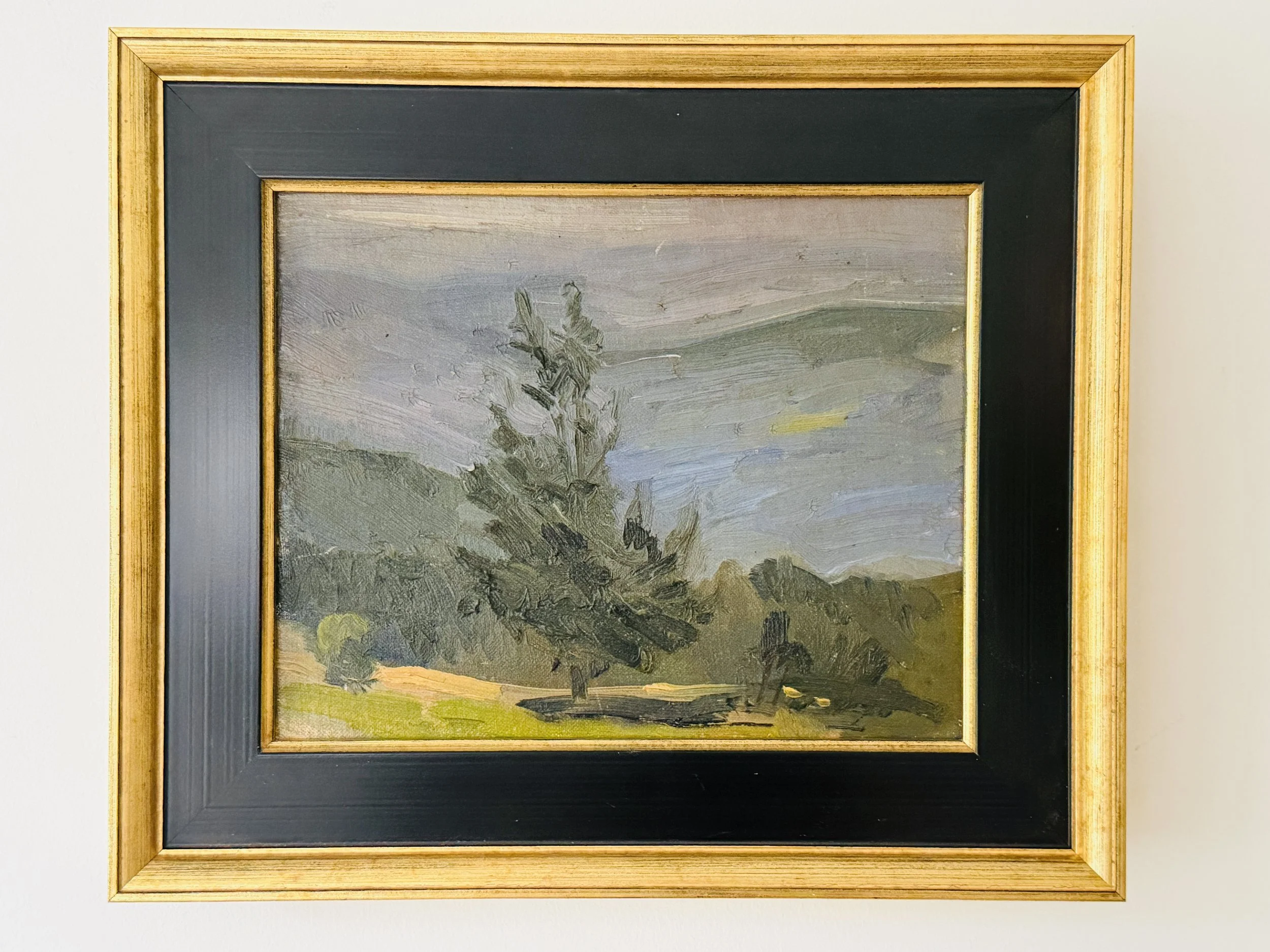 MATERI(A)NTIQUES SMALL MOODY LANDSCAPE PAINTING WITH EVERGREEN 528-A(4).jpg