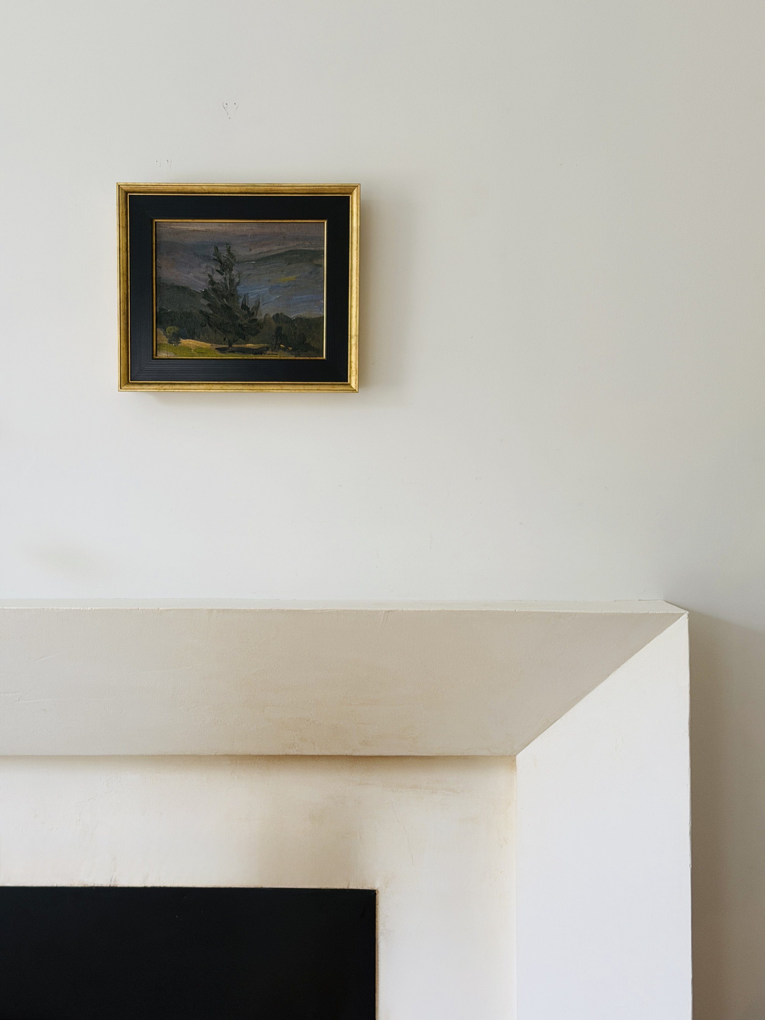 MATERI(A)NTIQUES SMALL MOODY LANDSCAPE PAINTING WITH EVERGREEN 528-A.jpg