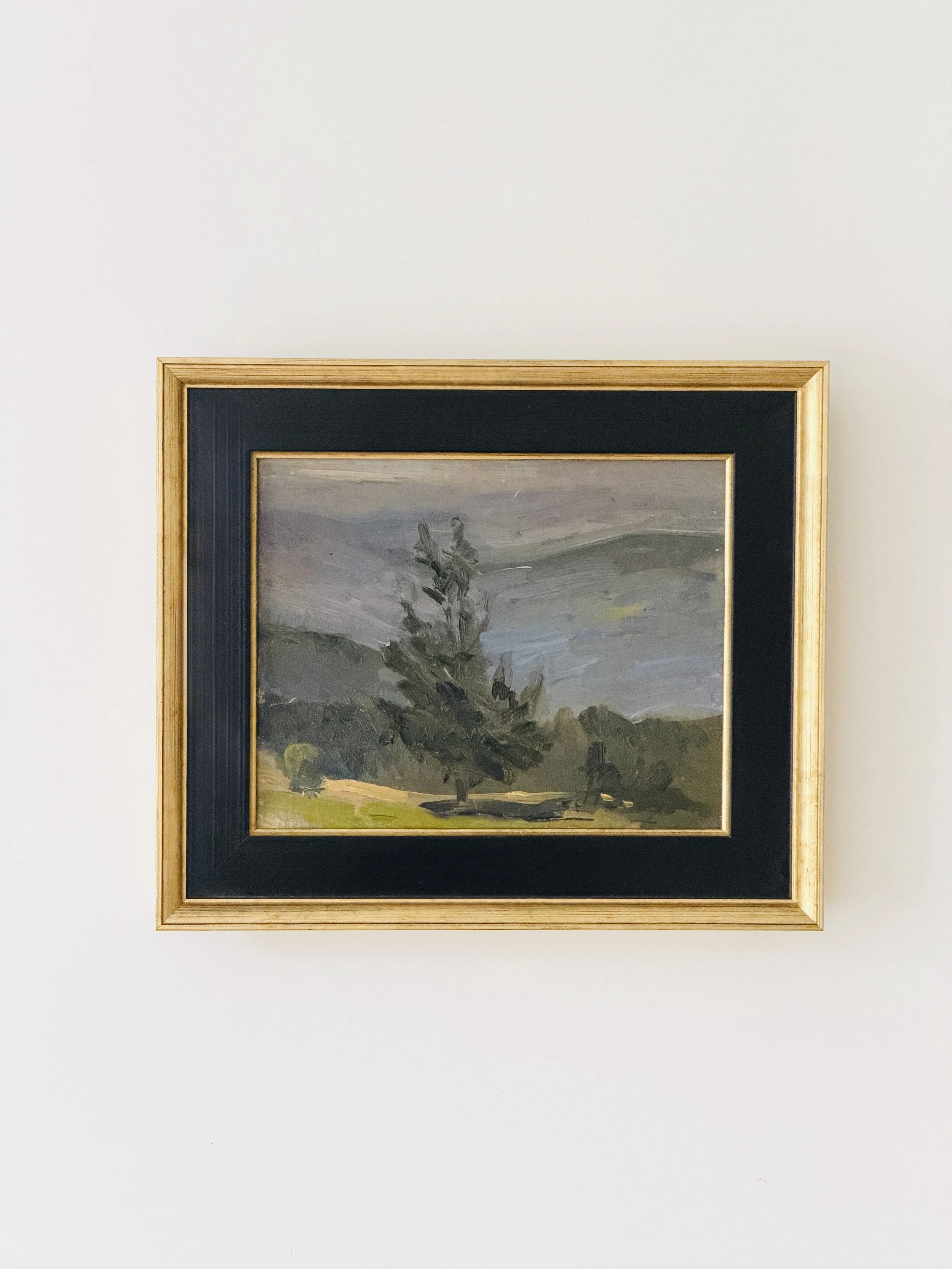 MATERI(A)NTIQUES SMALL MOODY LANDSCAPE PAINTING WITH EVERGREEN 528-A(3).jpg