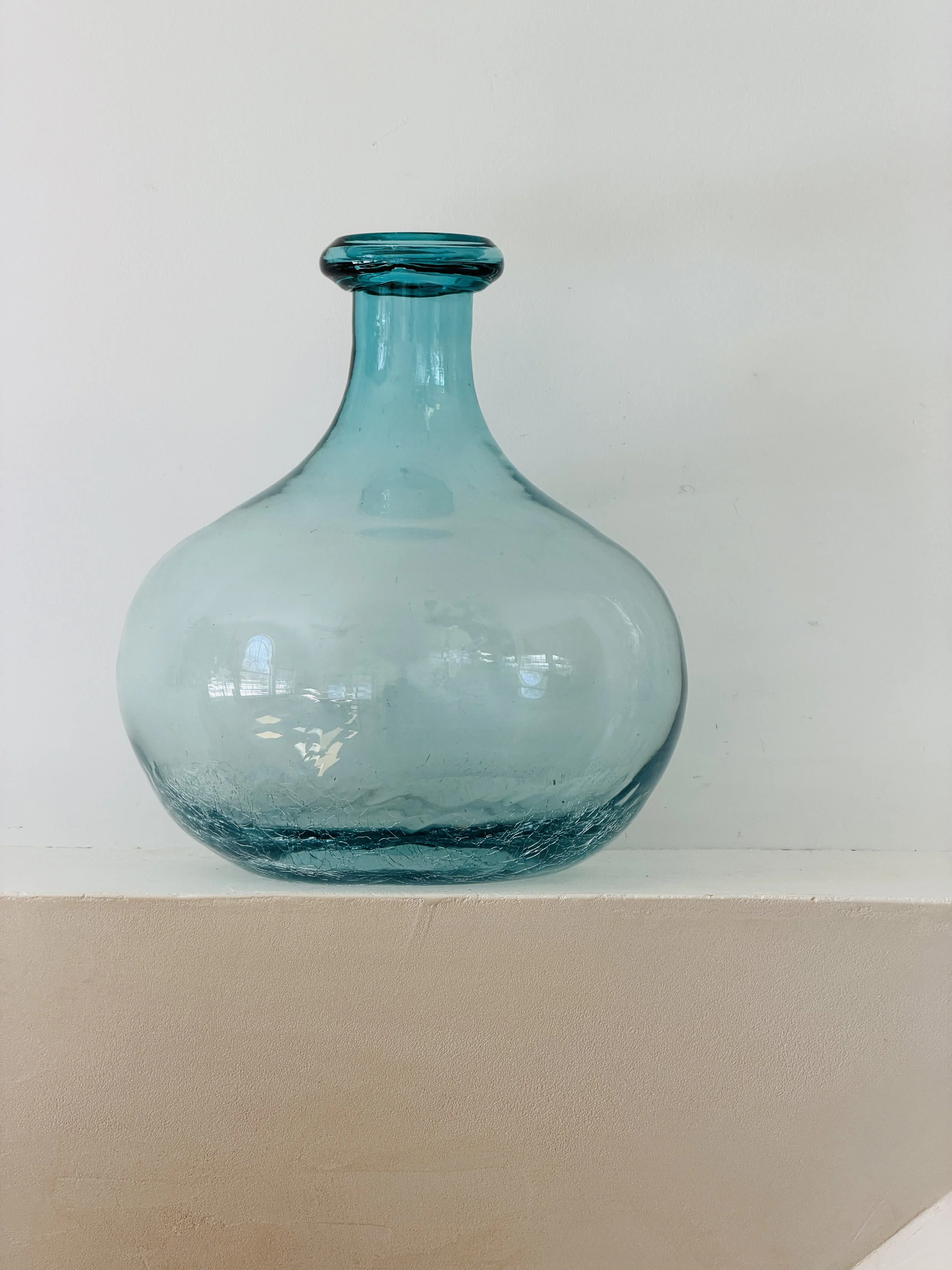 MATERI(A)NTIQUES LARGE AQUA TEARDROP CRACKLED BLOWN GLASS VASE.2.jpg