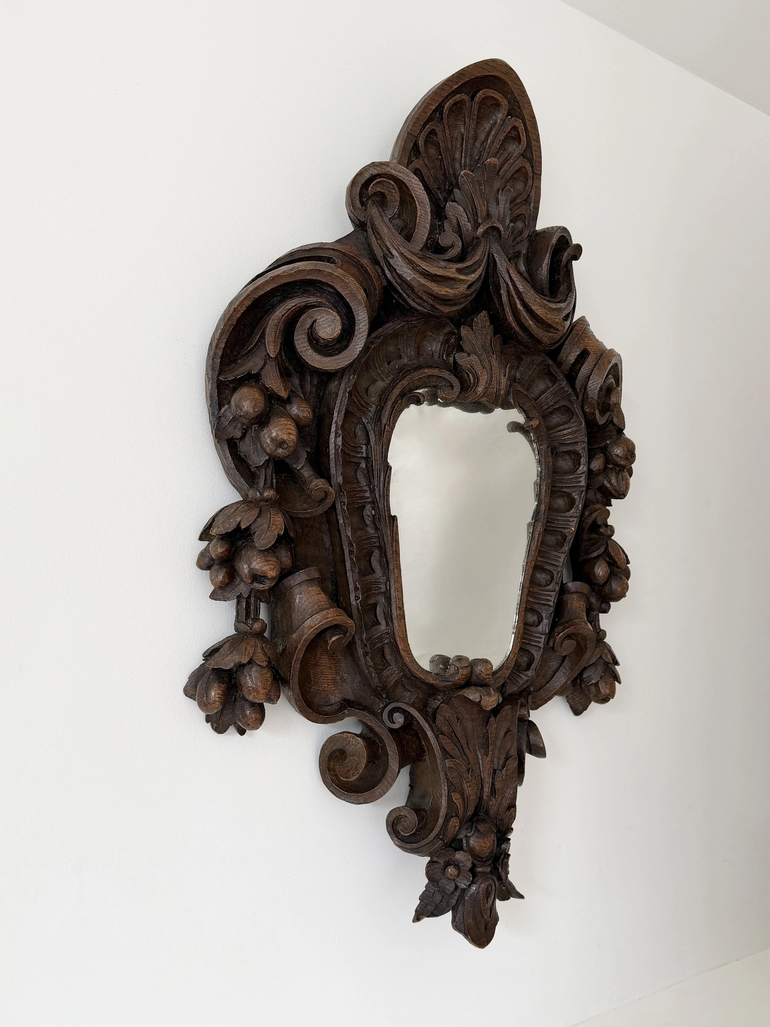 MATERI(A)NTIQUES MEDIUM CARVED WOODEN BAROQUE MIRROR WITH SCROLL, LEAF AND HANGING FRUIT MOTIF(7).jpg