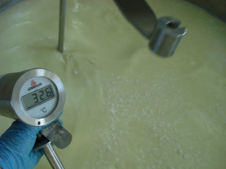  Cooking the cut curds to the proper temperature and pH. 