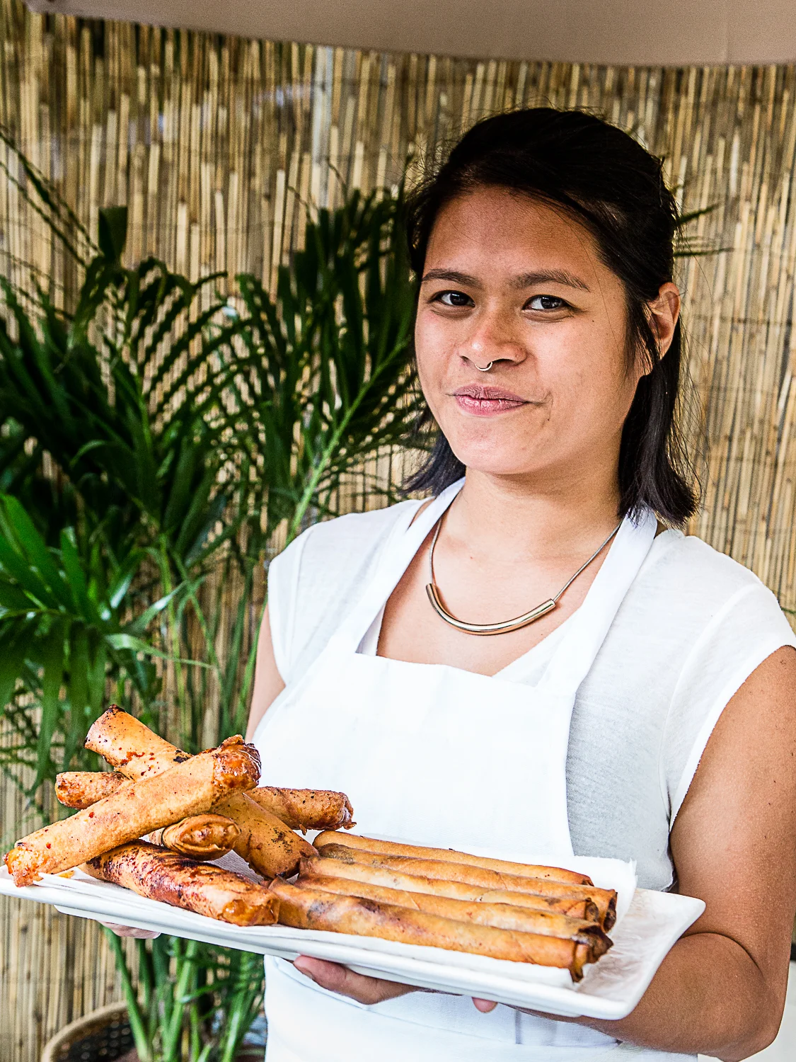 Turon filled with Plantains, Jackfruit and Hot Brown Sugar