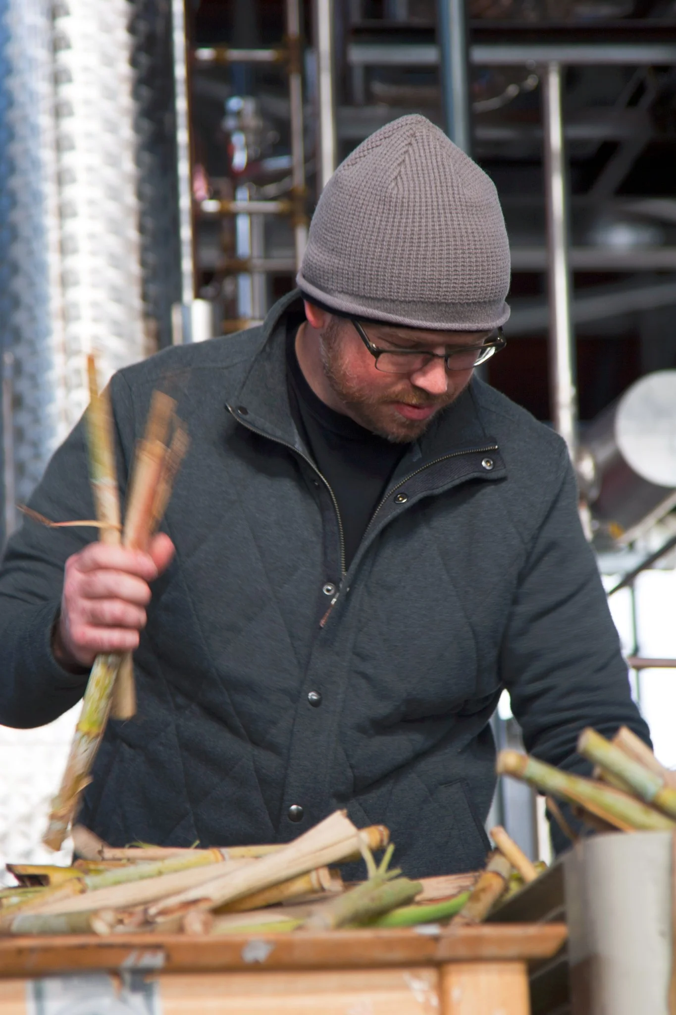 Head Distiller Dave Smith with Sugarcane