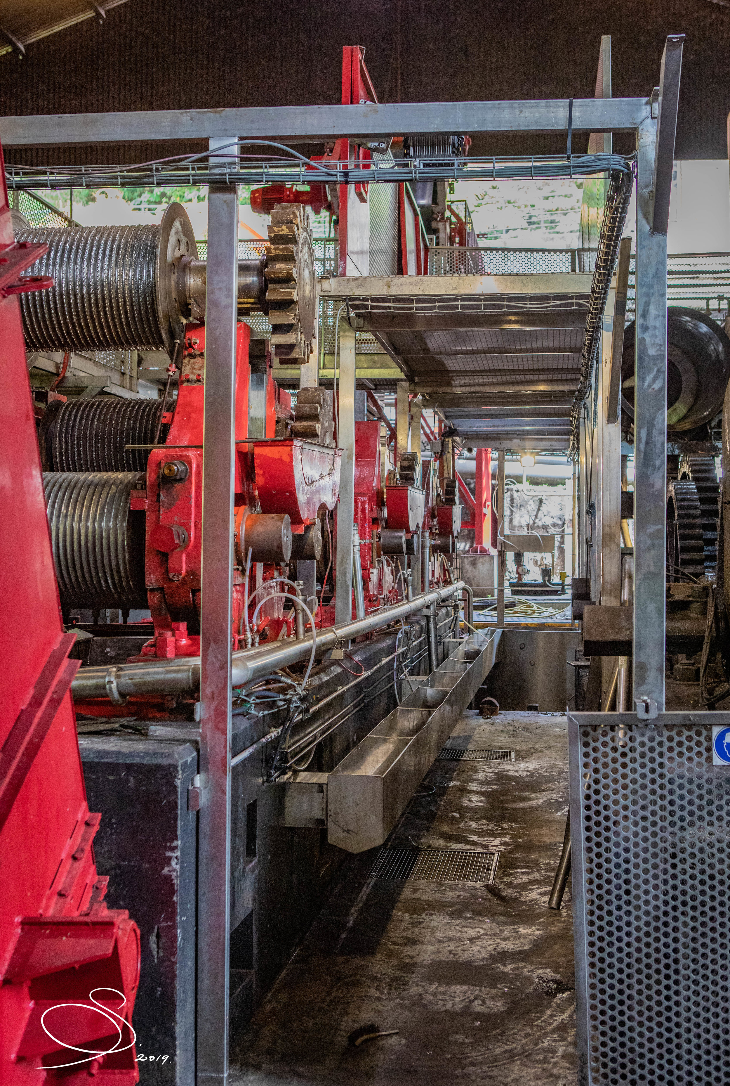 Cane crusher, partially disassembled