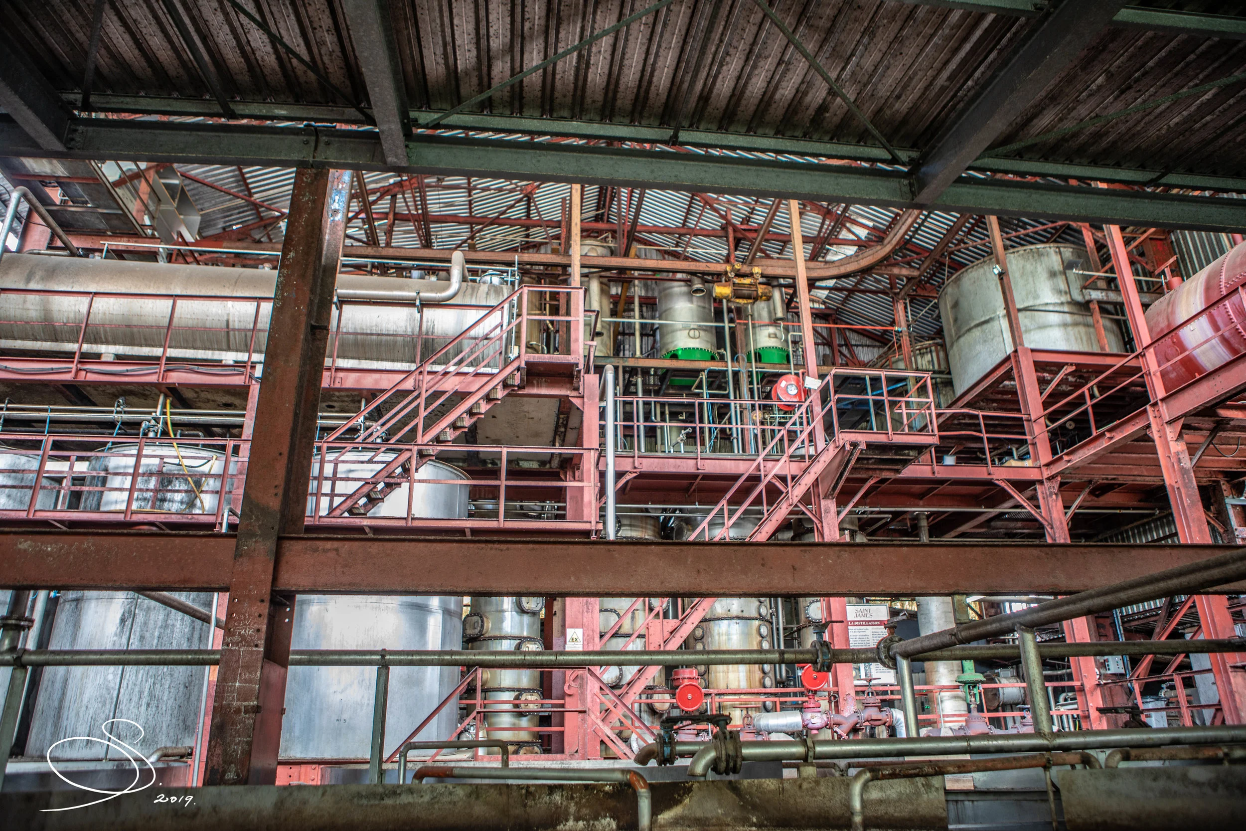Five of six stills, with condensers visible above