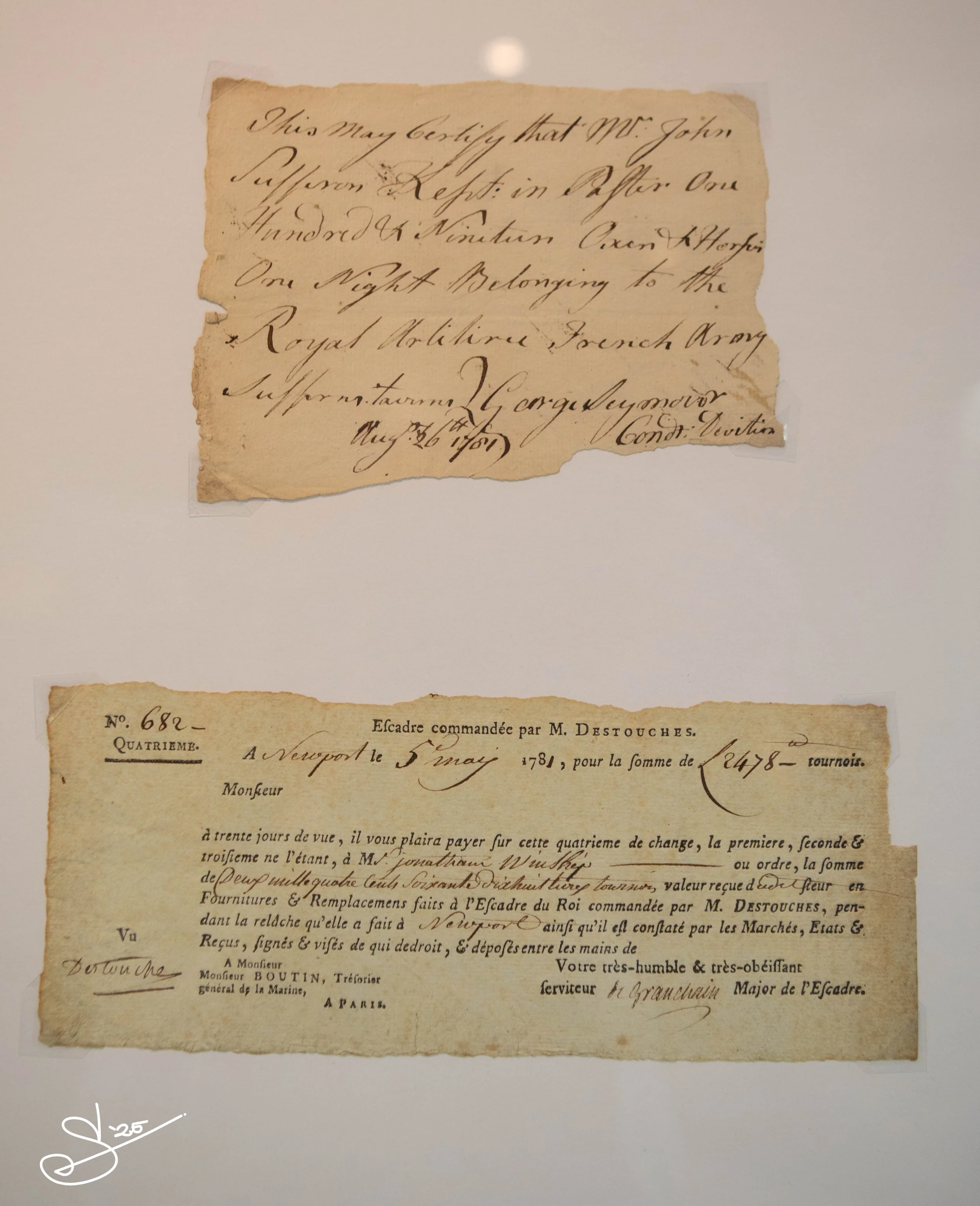Two receipts from 1781