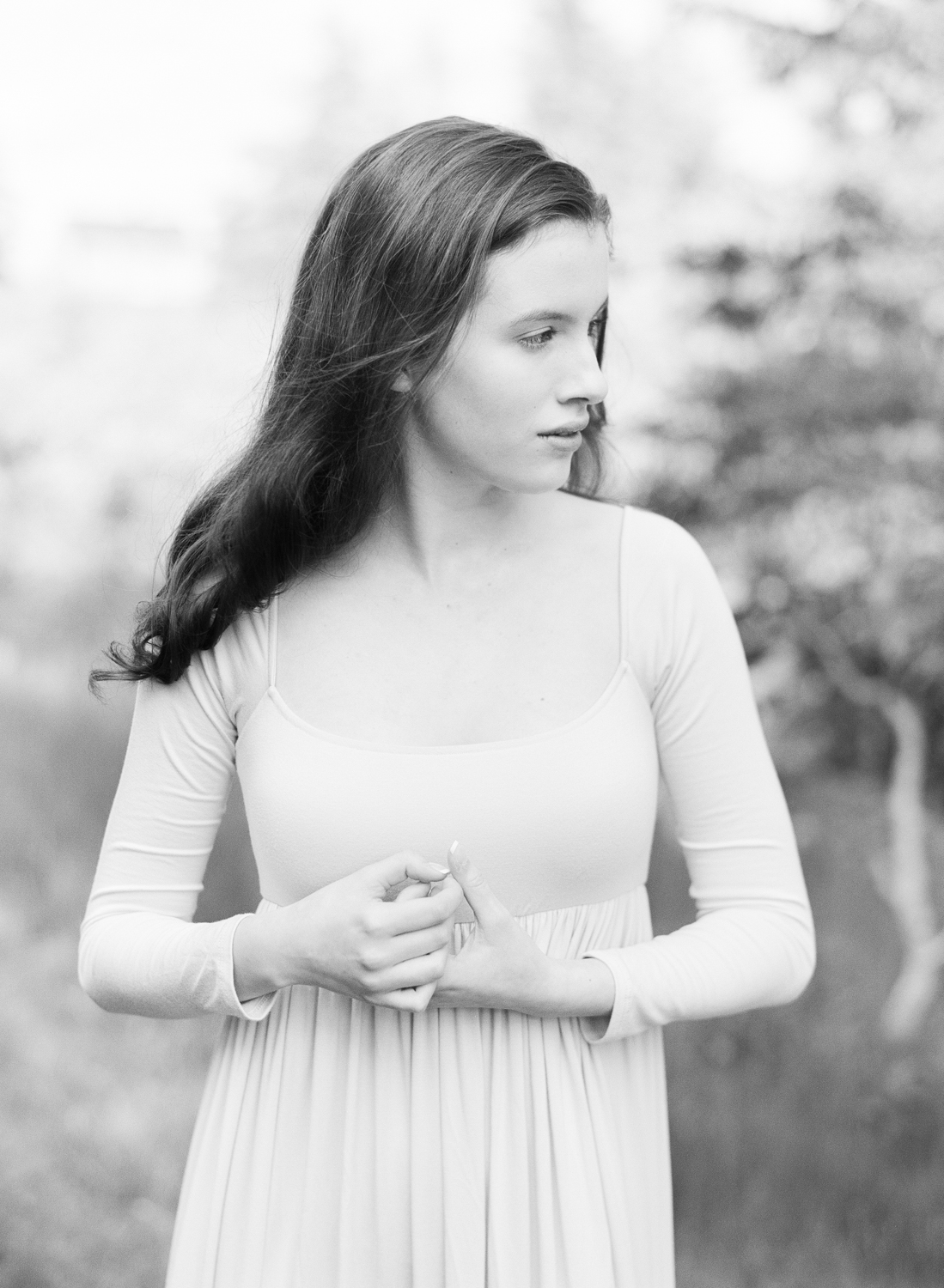 Jacqueline Anne Photography Captured on Film, A Woman in a Cream Dress, walking through long grass