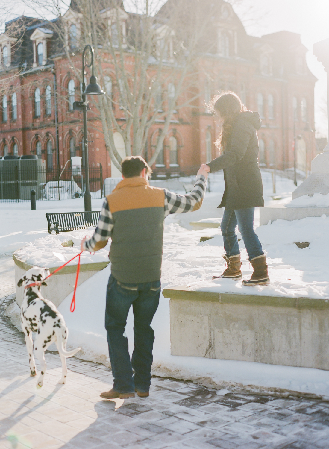  Halifax Wedding Photographer, winter engagement session, Truro Nova Scotia, Canadian Engagement Session, Jacqueline Anne Photography, Dog in engagement session, Film Engagement Session 