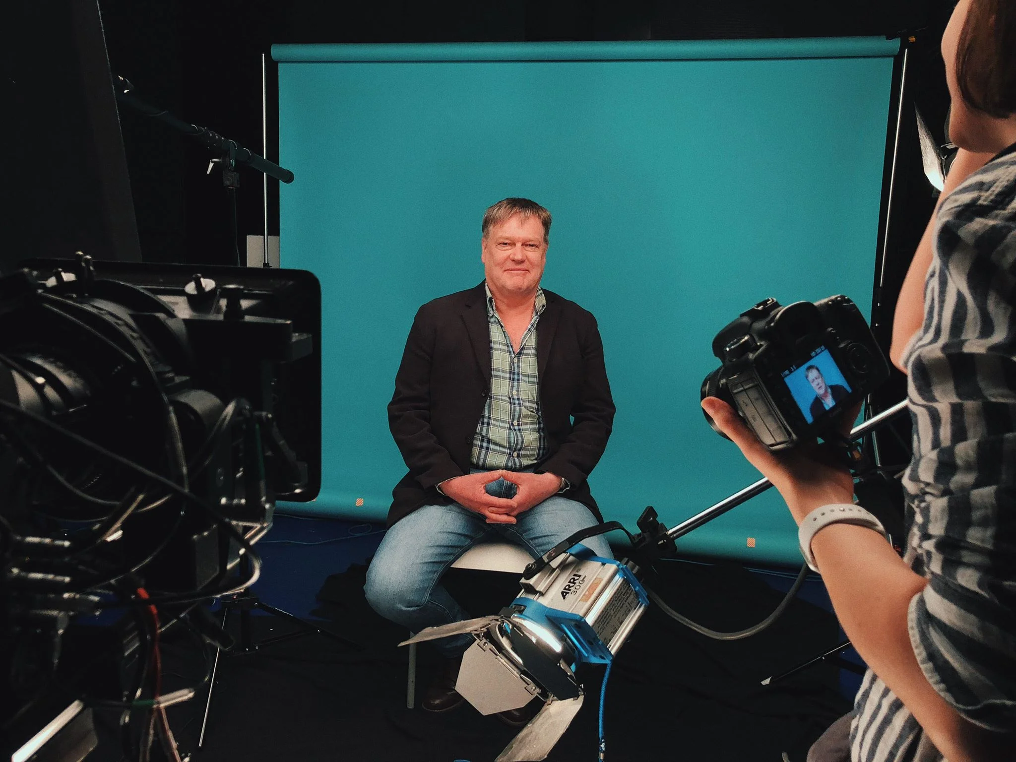 A BTS shot of me shooting some commercial portraits. Photo credit: Jake Barrett.