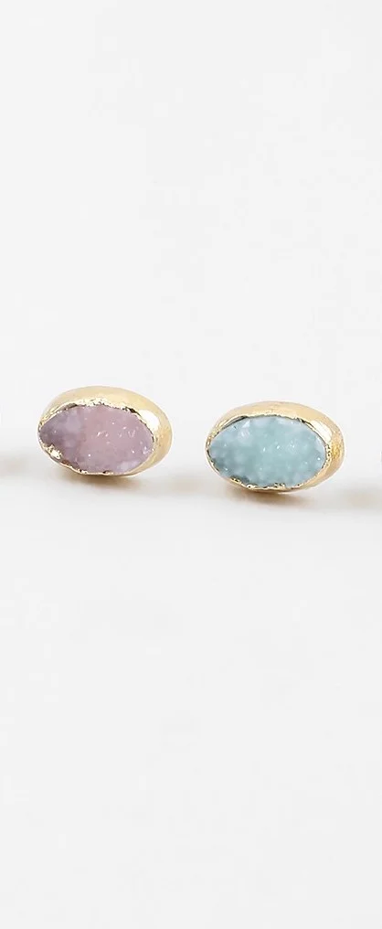 Oval Druzy Studs