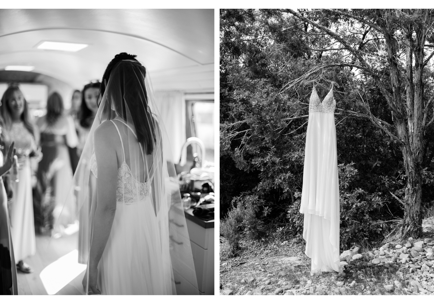 bride getting ready in vintage airstream at ofland escalante wedding in escalante utah