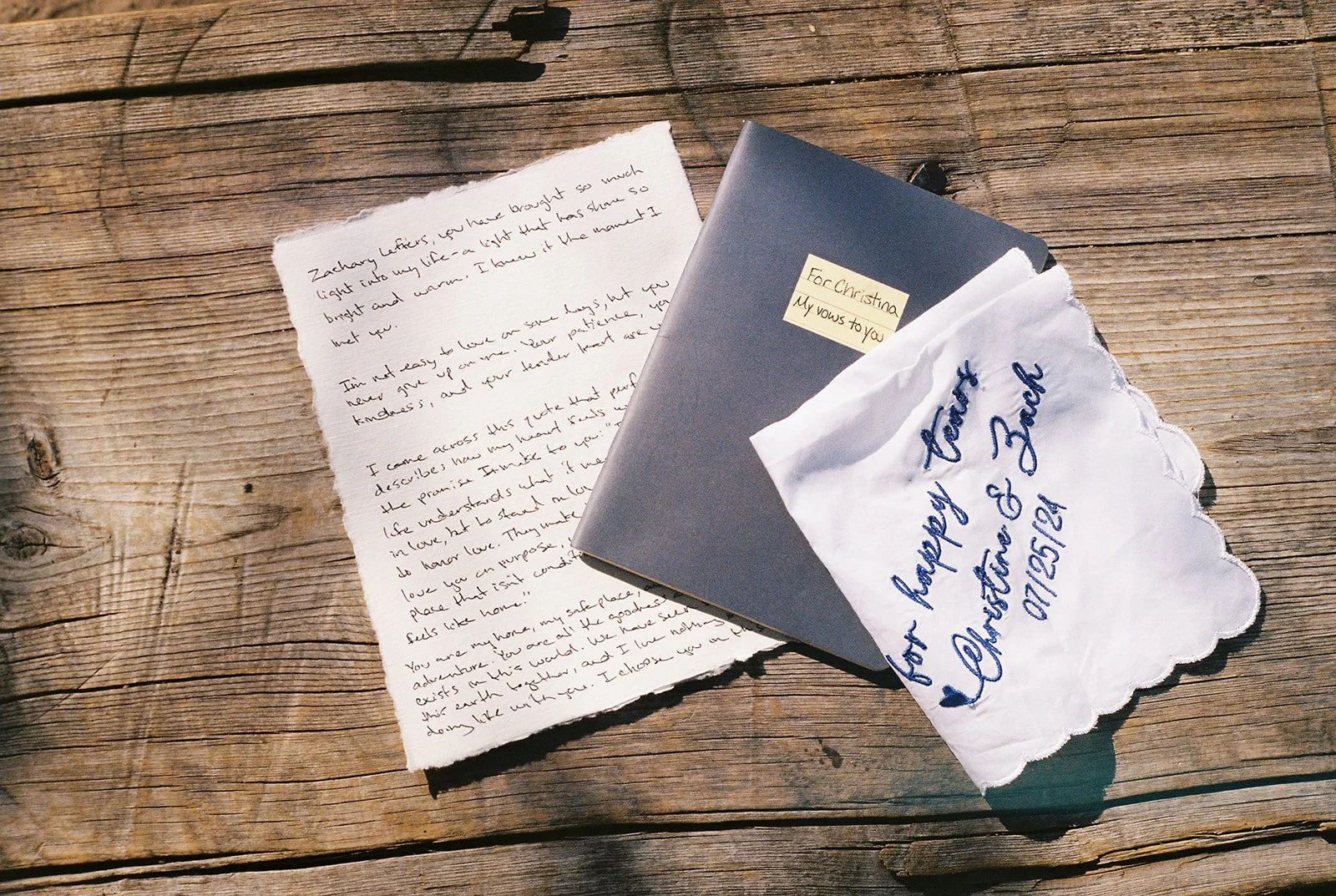 ilm photograph on medium format of handwritten vows at grand teton national park wedding