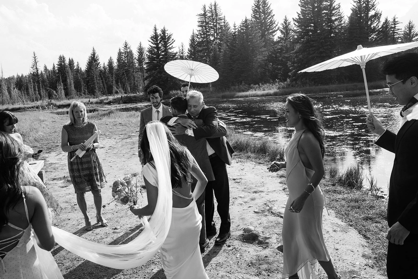 Wedding ceremony in Grand Tetons National Park film photography