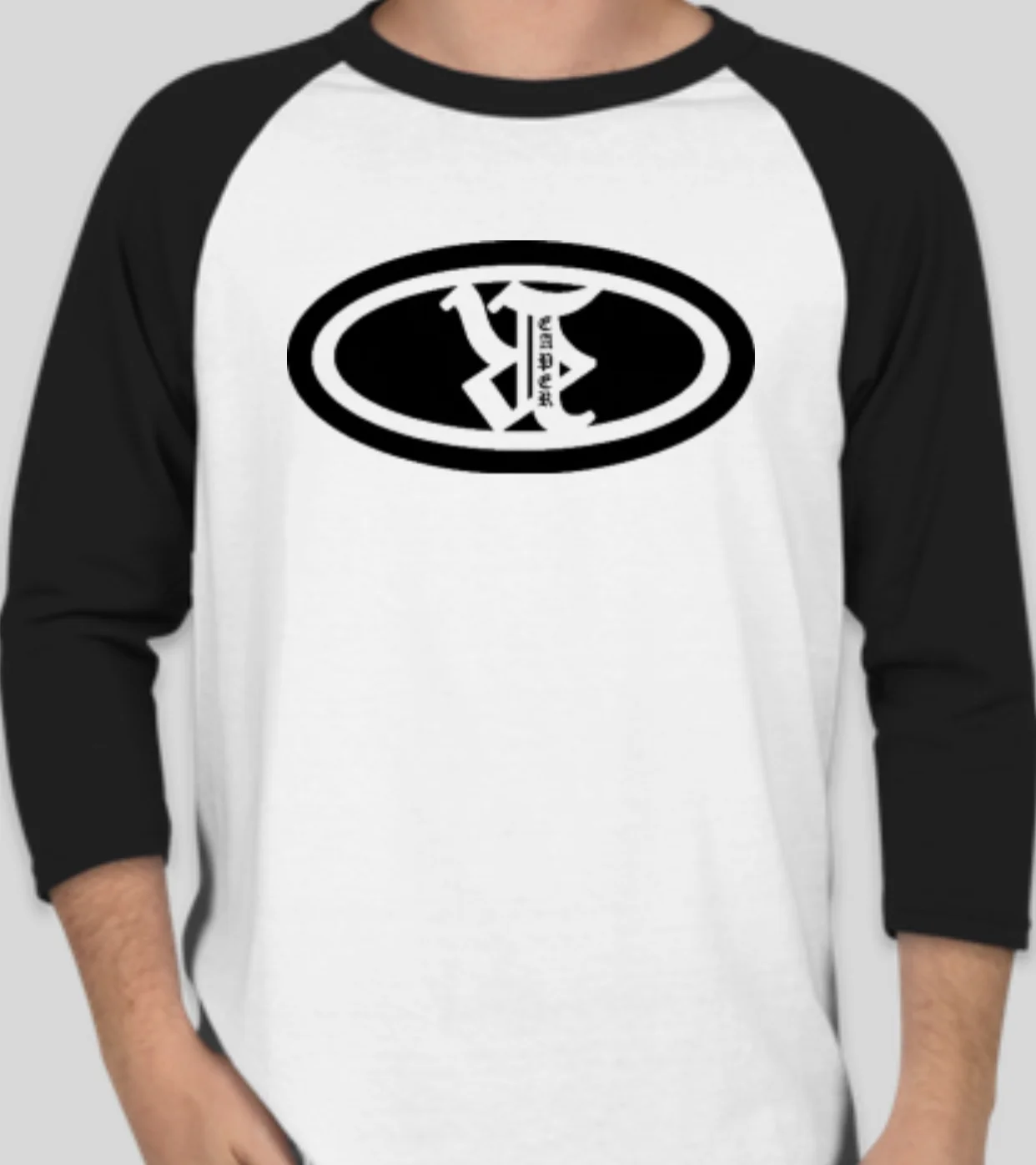 White/Black Oval 3/4 Sleeve