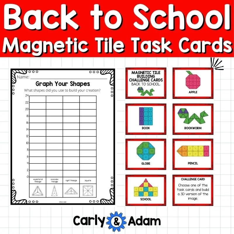 Back to School Printable Magnetic Tile Cards STEM Bins