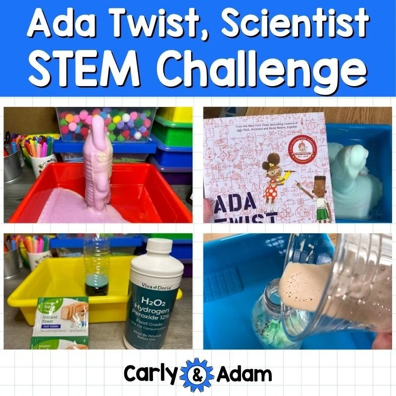 Ada Twist, Scientist STEM and science activity featuring an elephant toothpaste experiment that teaches chemical reactions and the steps of the scientific method to elementary students.